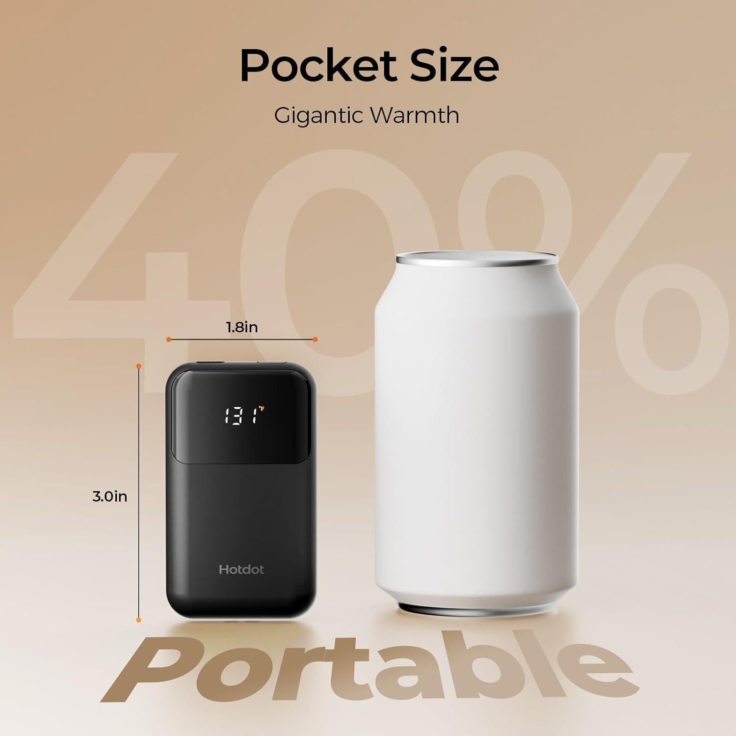 Calentadores de Manos Recargables Hotdot 2-Pack 6400mAh LED