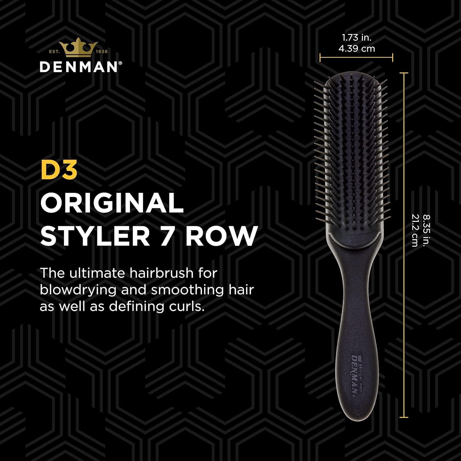 Cepillo Desenredante Denman D3 para Cabello Rizado 7 Filas