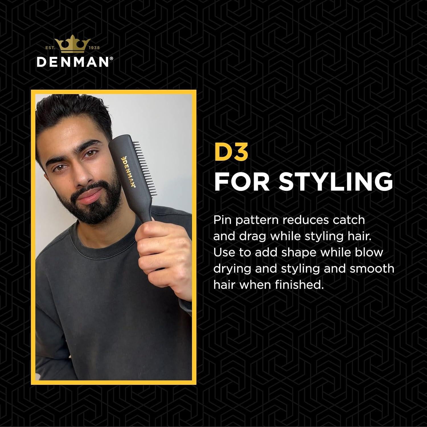 Cepillo Desenredante Denman D3 para Cabello Rizado 7 Filas