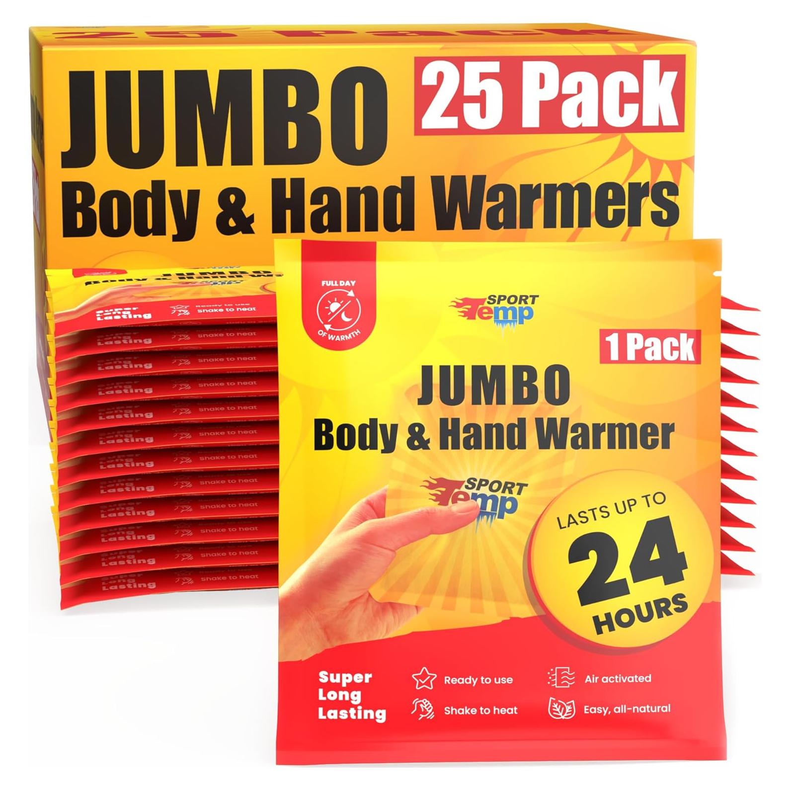 Calentadores de Manos Jumbo Sport Temp - 25 Piezas, 24 Horas Calor