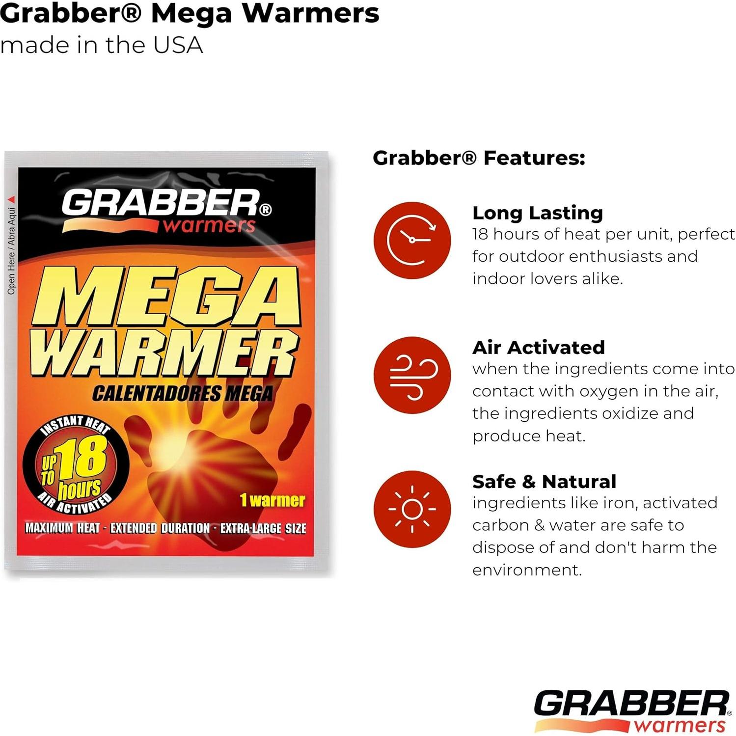 Paquete de 10 Calentadores Corporales Grabber 18 Horas