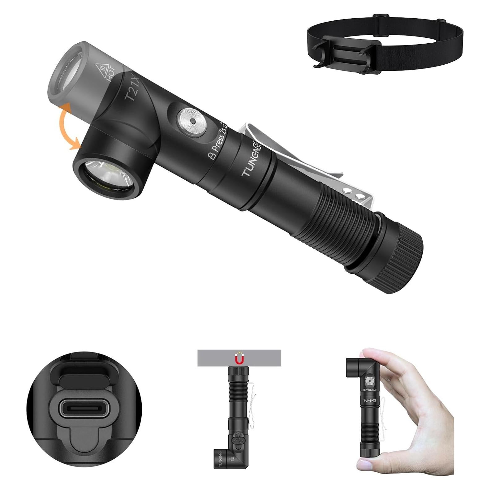 Linterna LED T21X 1400 Lúmenes Recargable con Imán