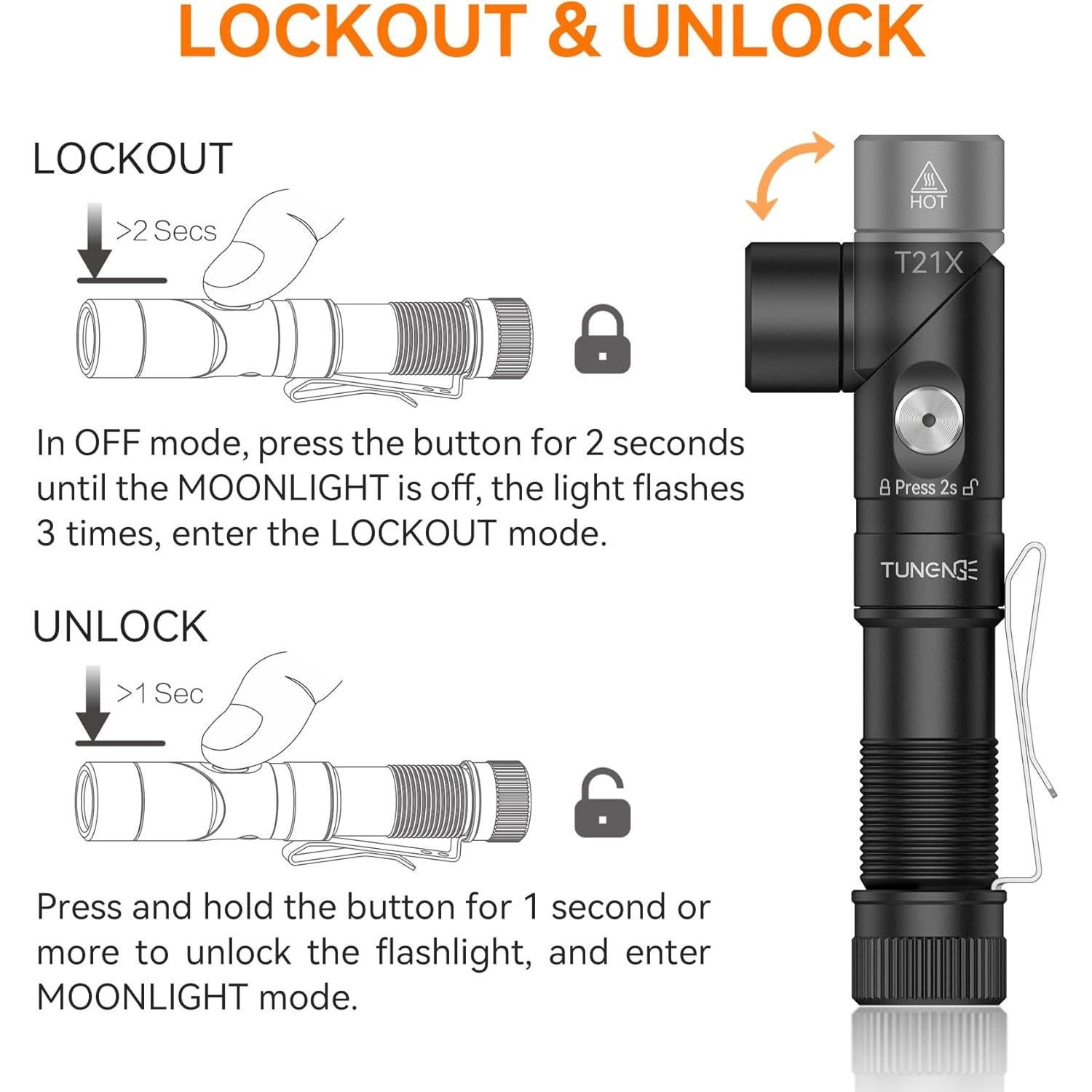 Linterna LED T21X 1400 Lúmenes Recargable con Imán