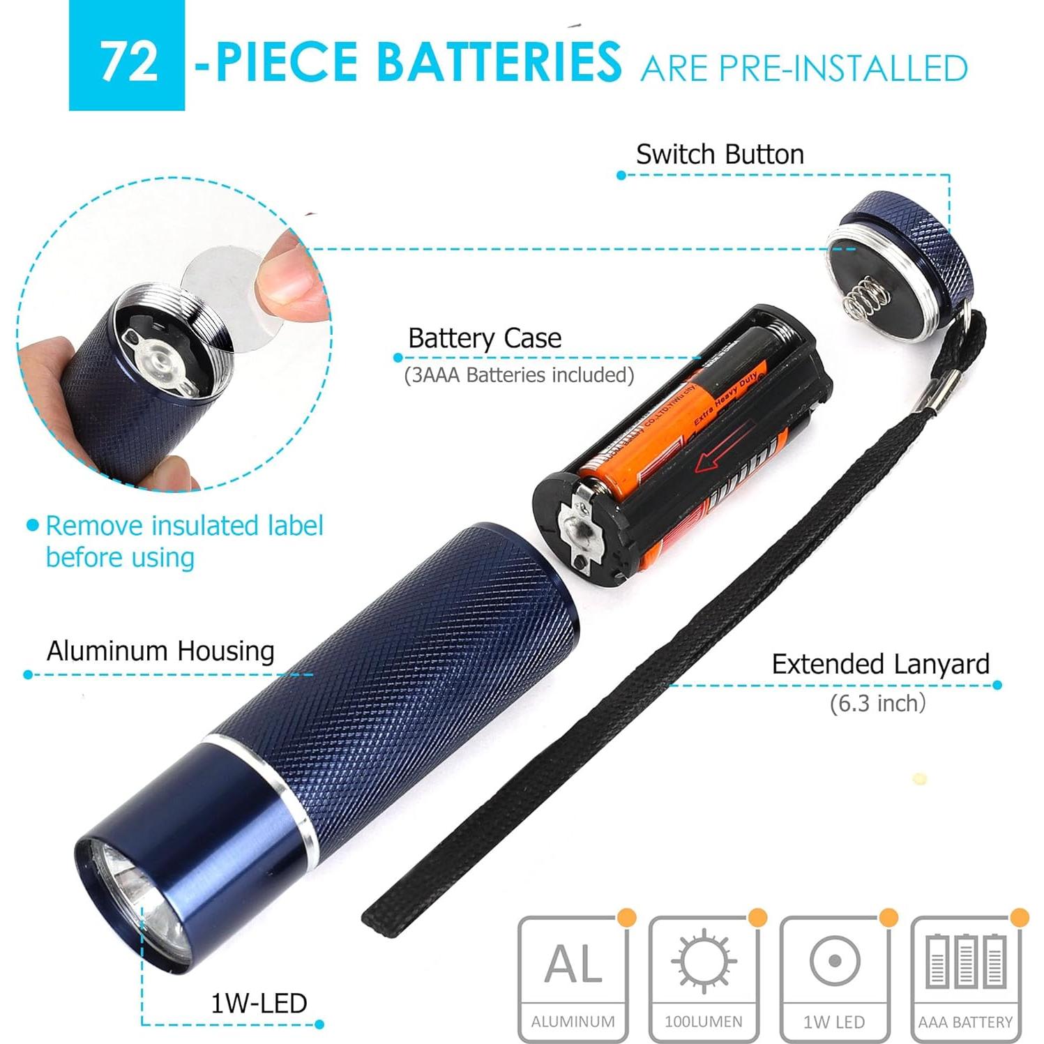 Juego de 24 Linternas LED FASTPRO con Baterías AAA Incluidas