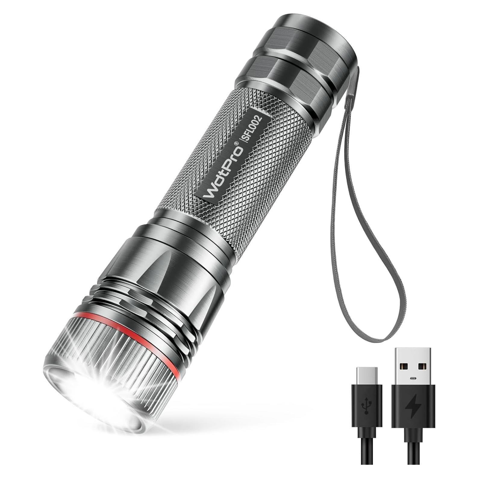 Linterna Recargable WdtPro SFL002 LED 10H Gris Compacta