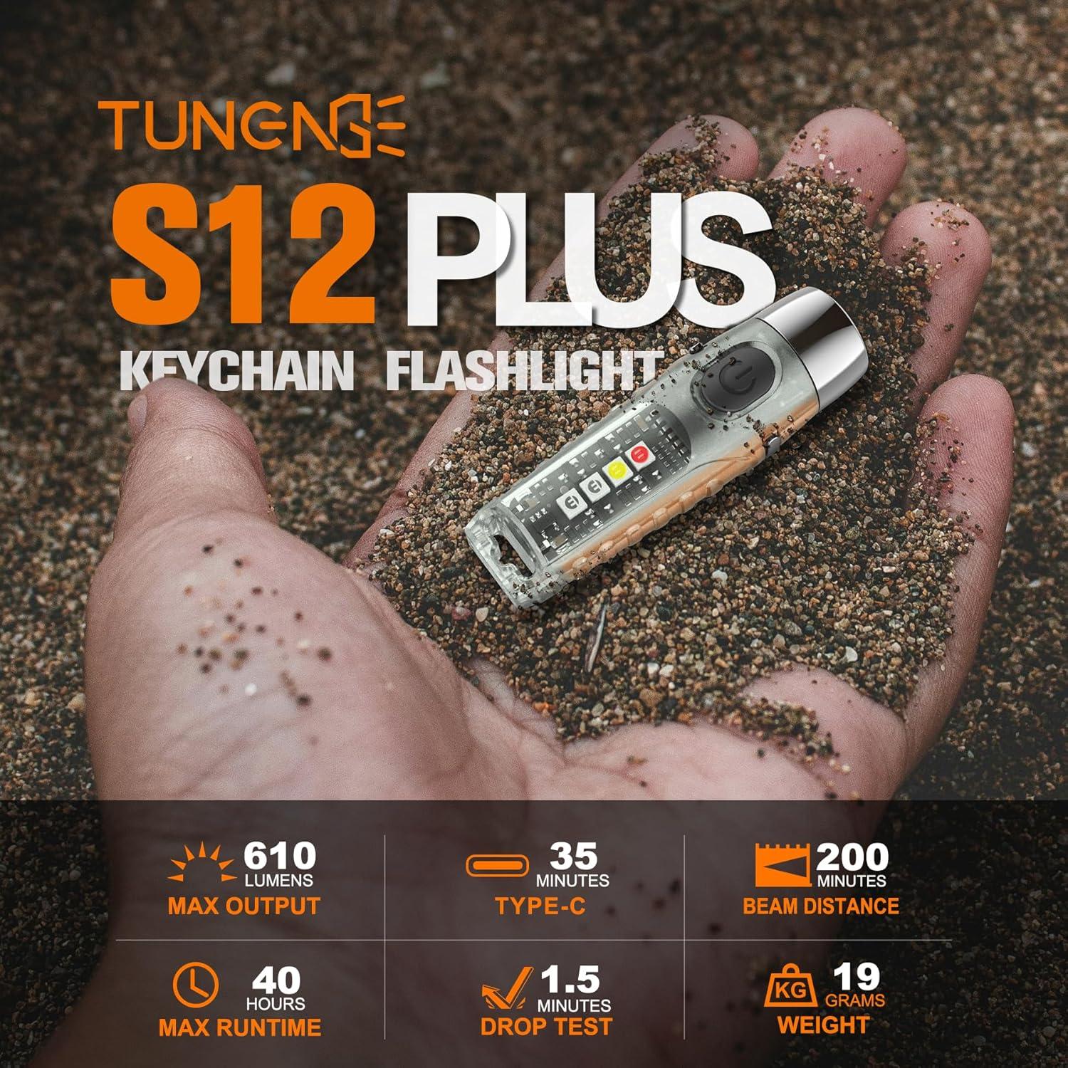 Linterna de Llavero TUNENGE S12Plus 610 Lúmenes Recargable USB-C