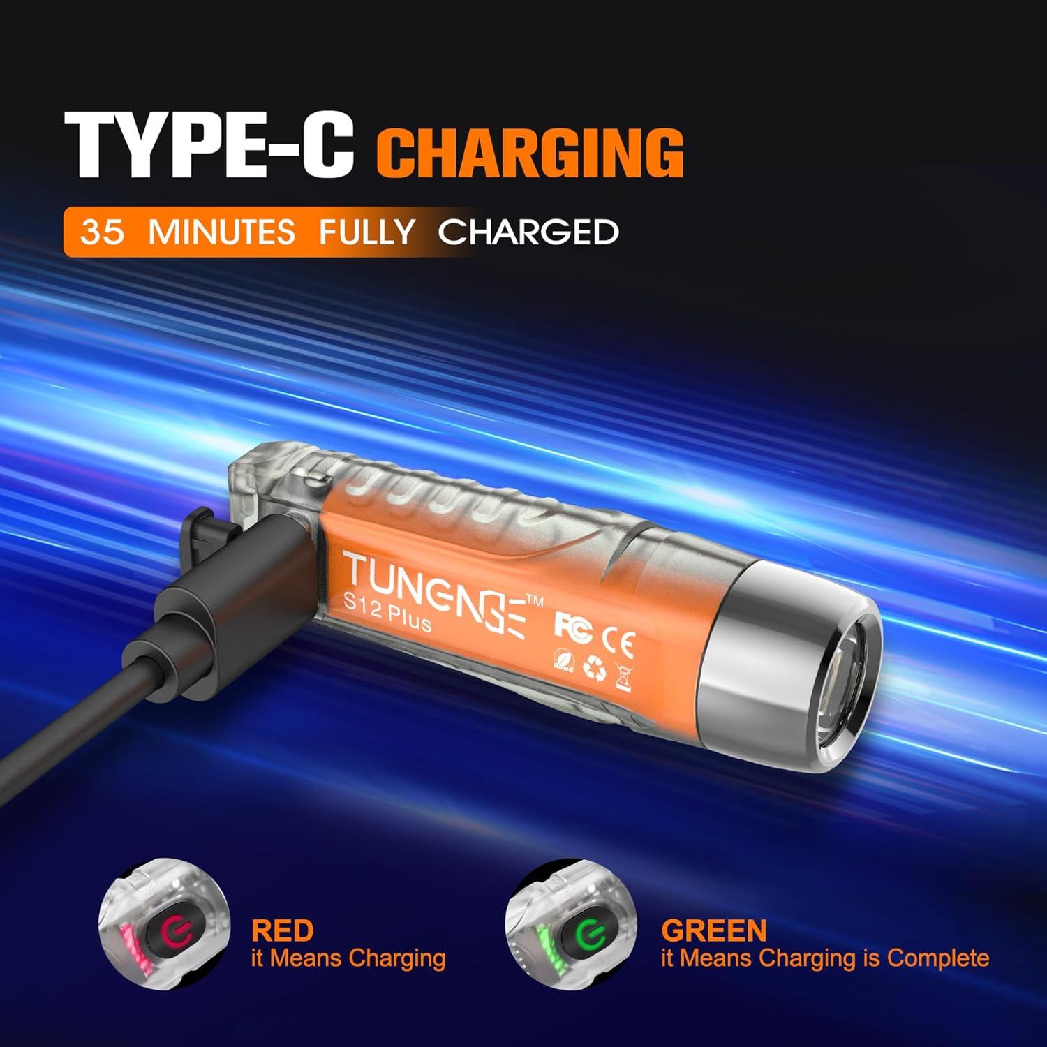 Linterna de Llavero TUNENGE S12Plus 610 Lúmenes Recargable USB-C