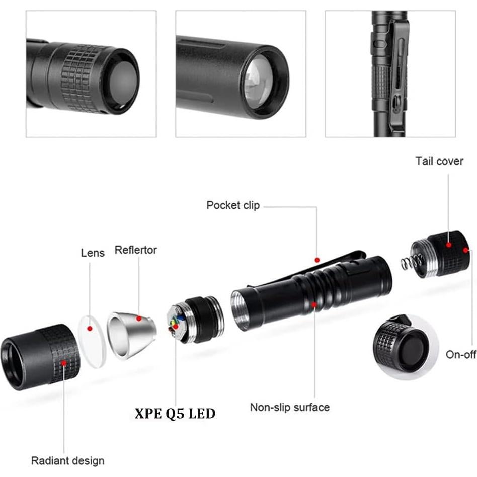 Linterna LED de Bolígrafos Cussity - 5 Piezas, 1000 Lúmenes