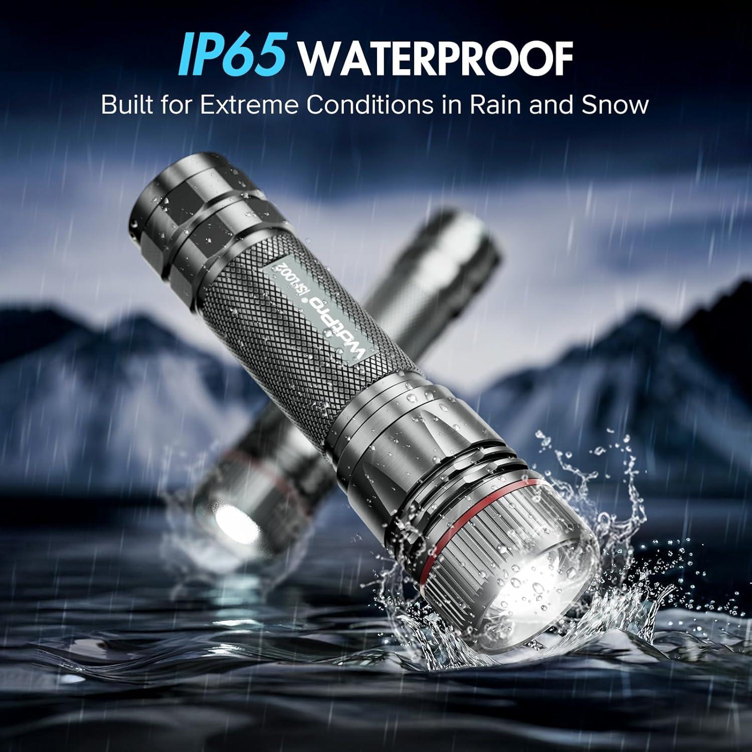 Linternas Recargables WdtPro 2 Paquete LED 10H Gris