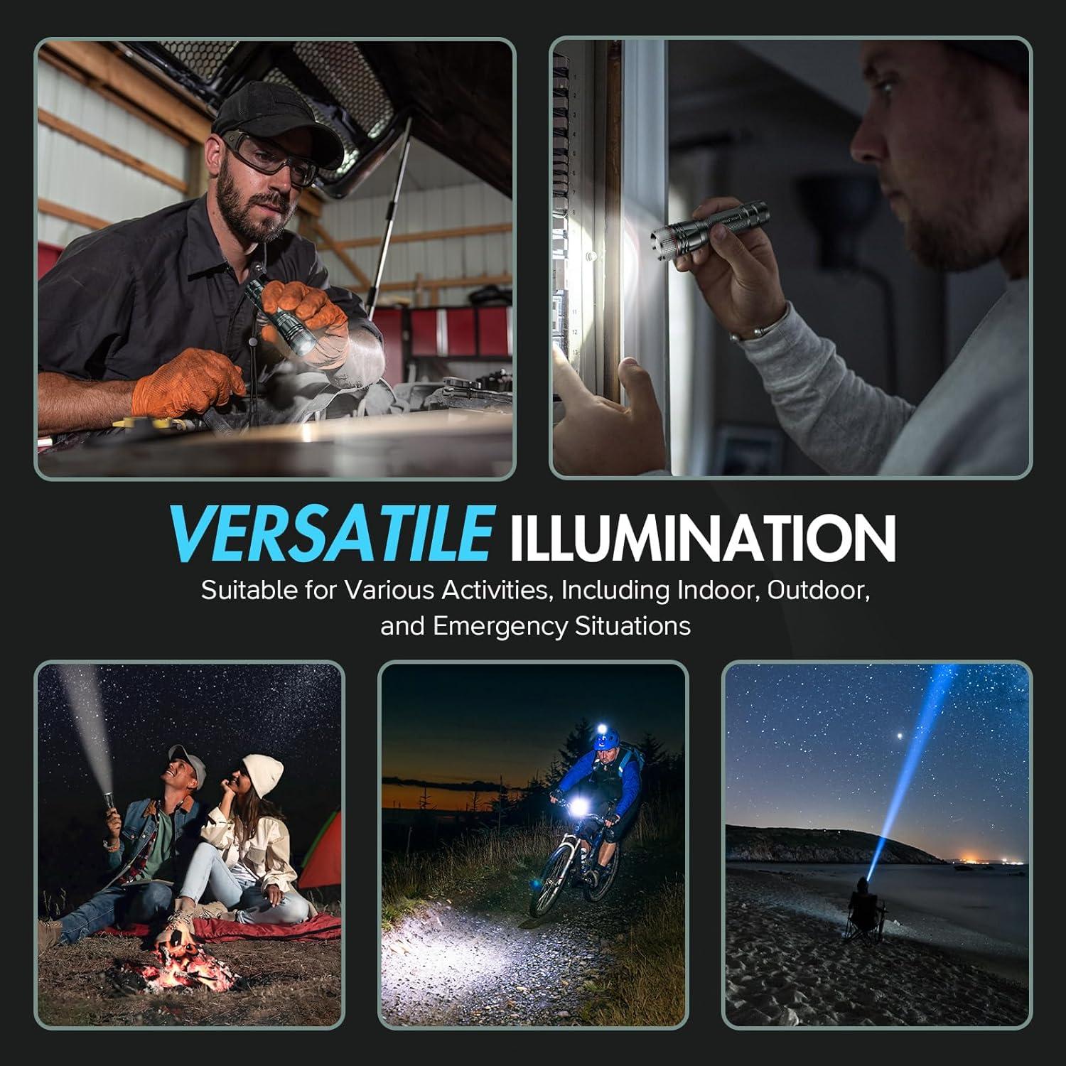 Linternas Recargables WdtPro 2 Paquete LED 10H Gris