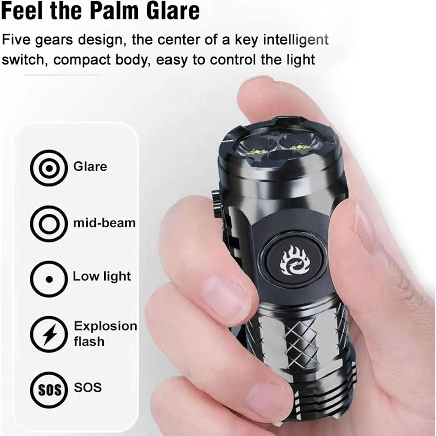 Linterna Mini Flash HABOHUSE 130g Recargable Impermeable 2Pcs