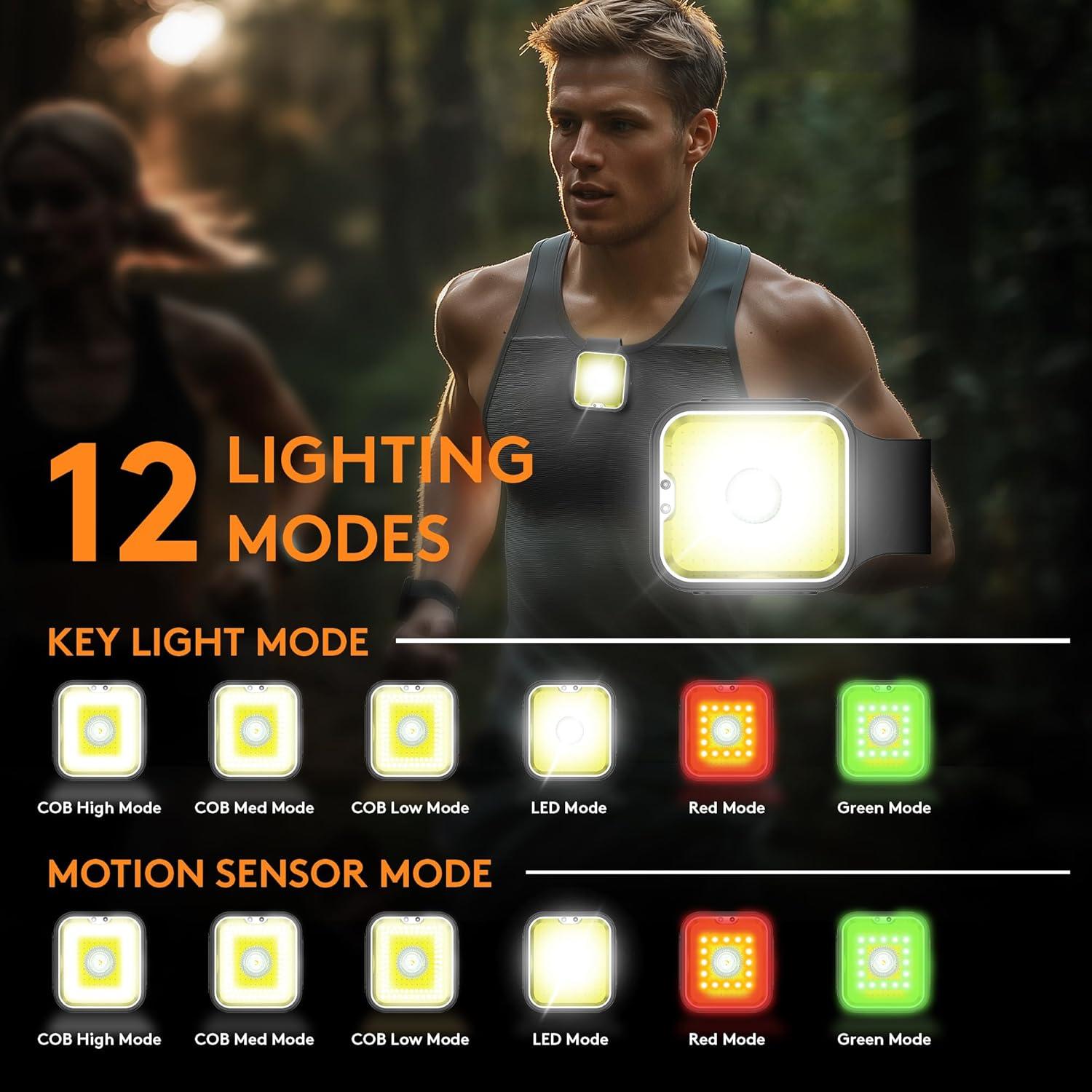 Luz Recargable para Correr ZIAU con 12 Modos y Sensor de Movimiento