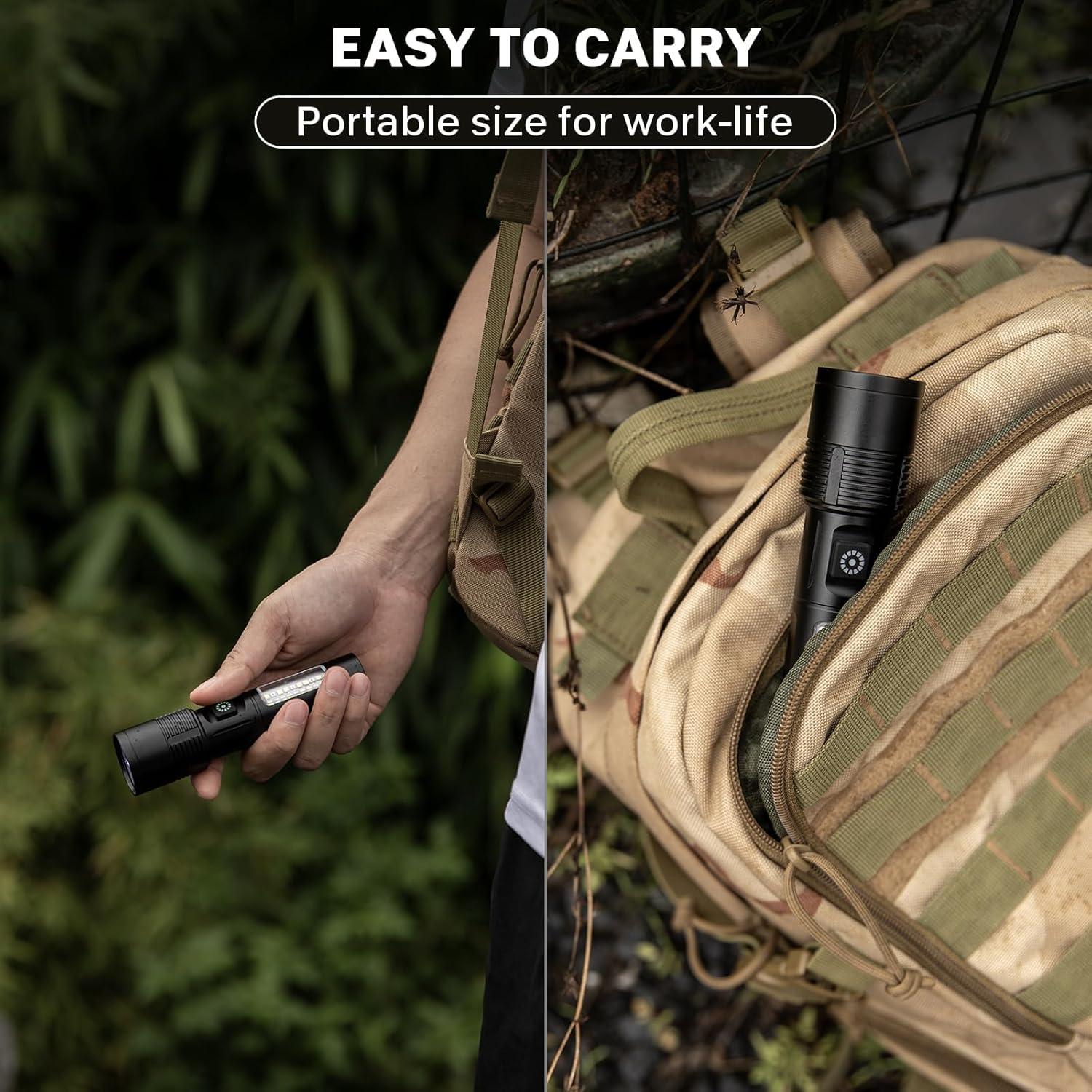 Linterna LED Recargable Kmivo 990,000 Lúmenes 6 Modos