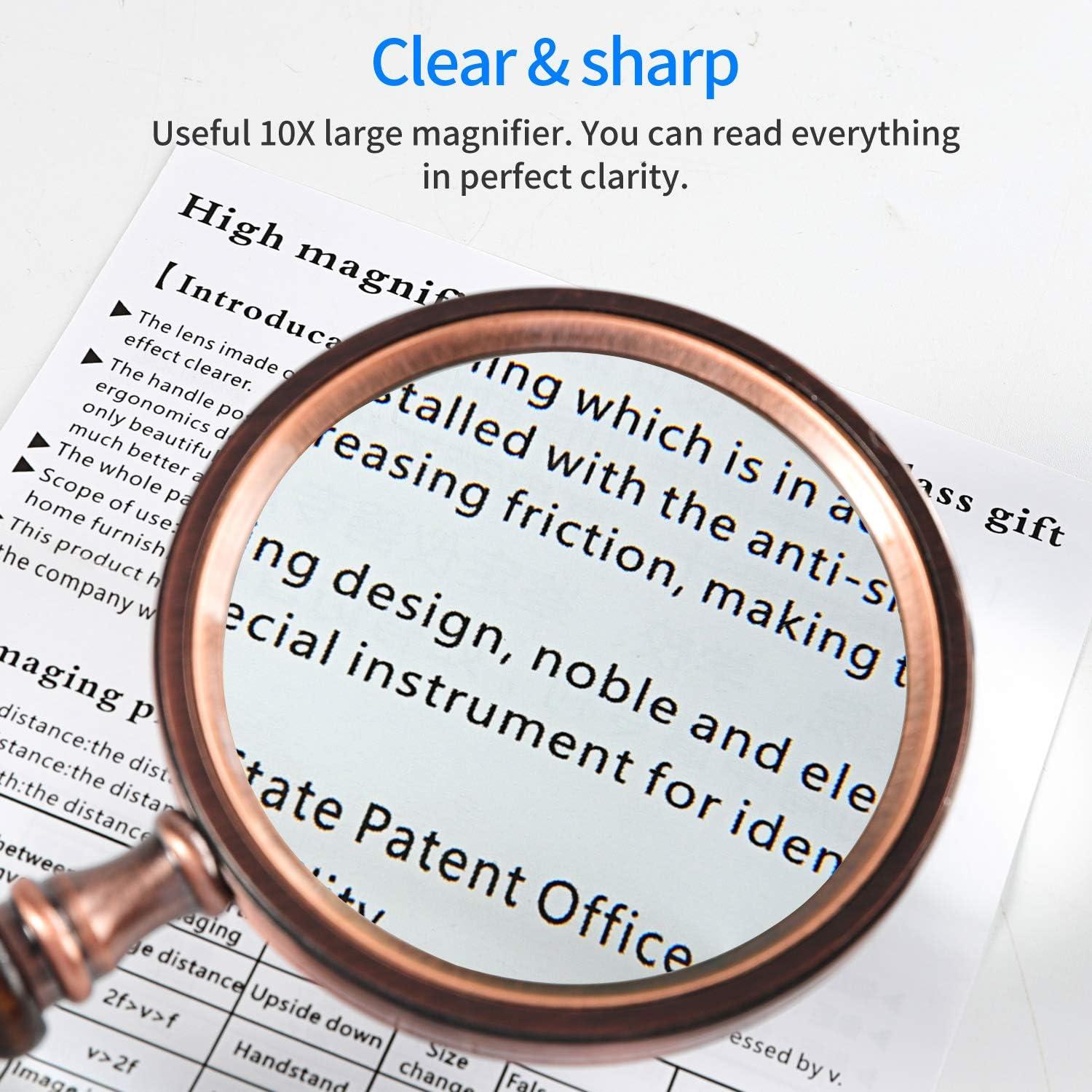Lupa de Mano MSLAN 10X Cobre Antiguo con Mango de Madera