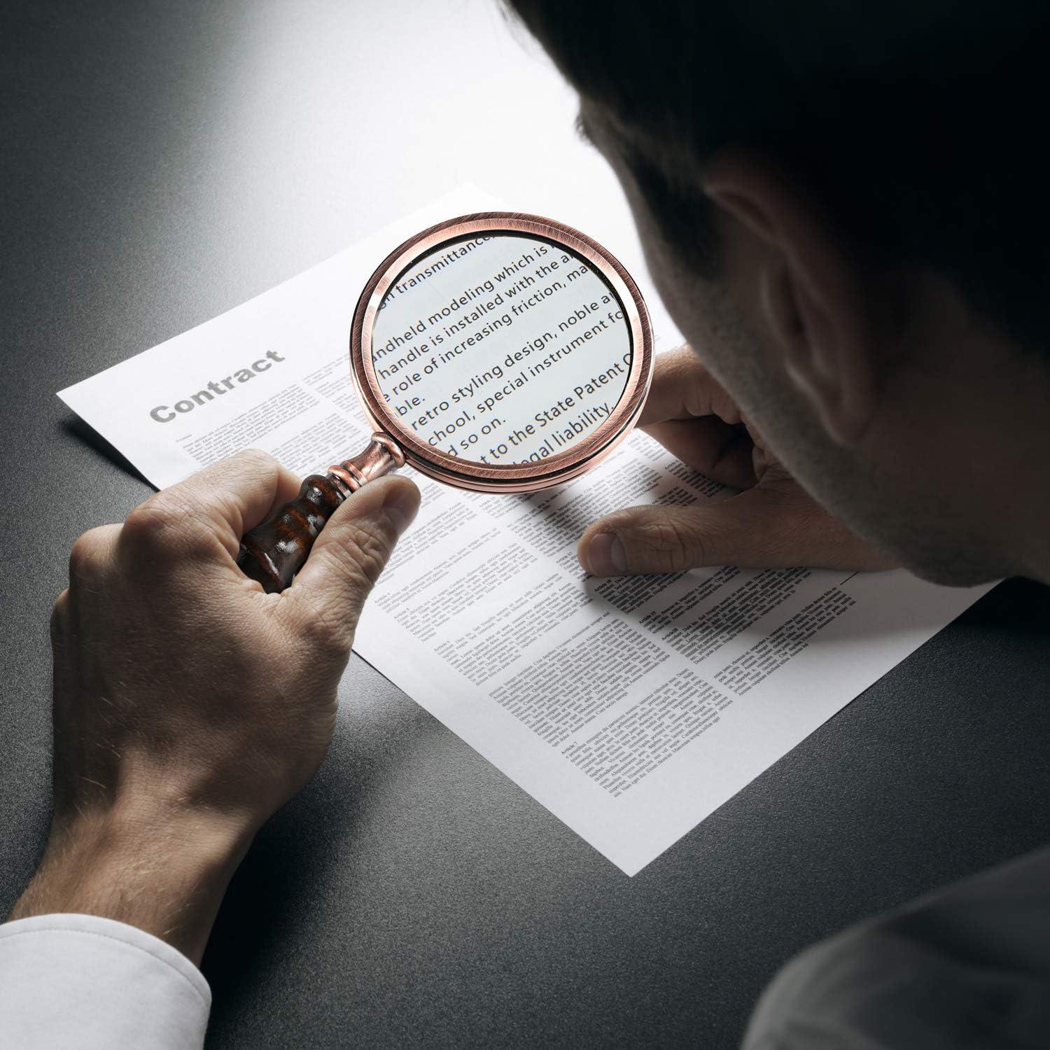 Lupa de Mano MSLAN 10X Cobre Antiguo con Mango de Madera