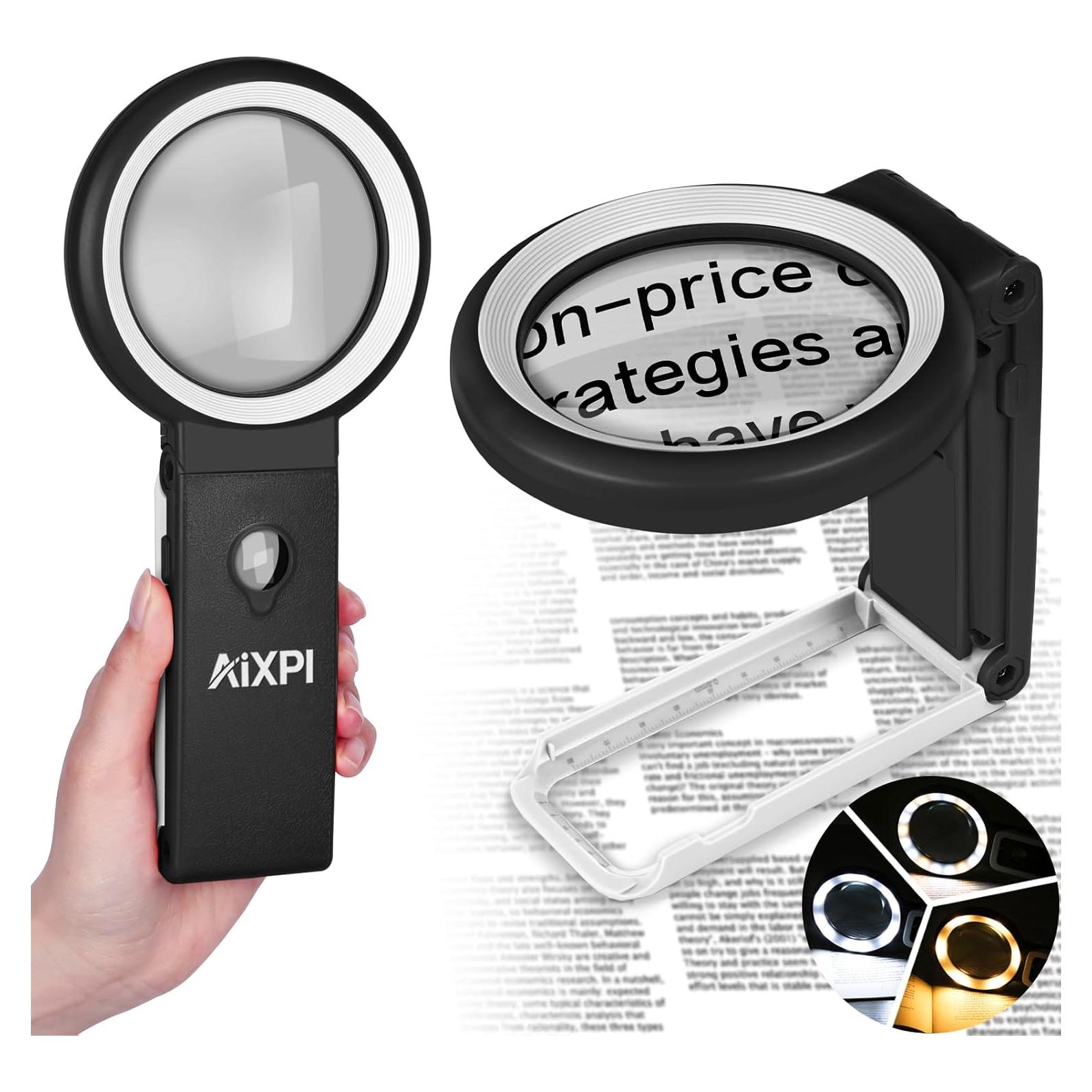 Lupa AIXPI 30X 40X con Luz LED y Soporte Plegable Negra