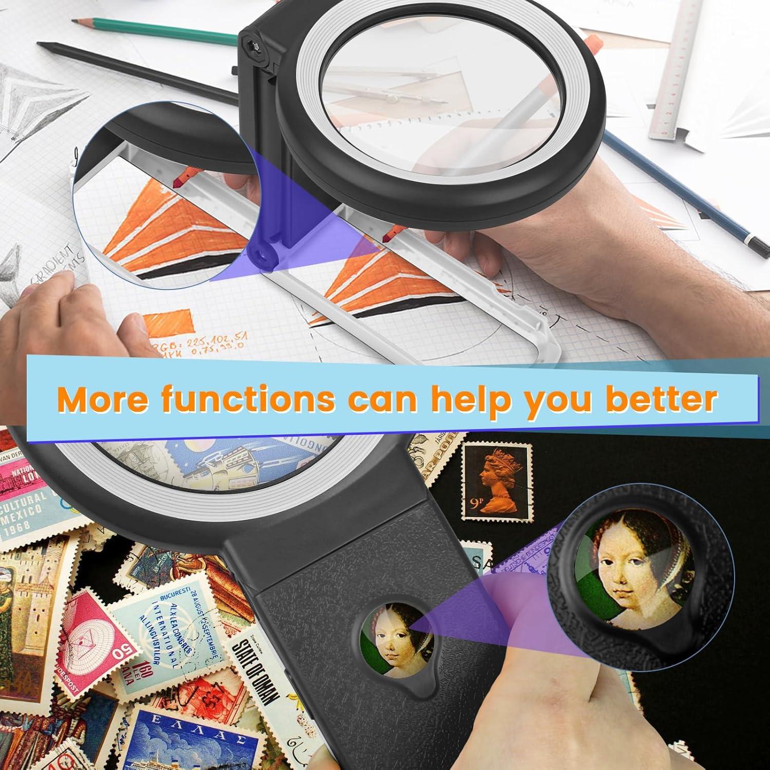 Lupa AIXPI 30X 40X con Luz LED y Soporte Plegable Negra