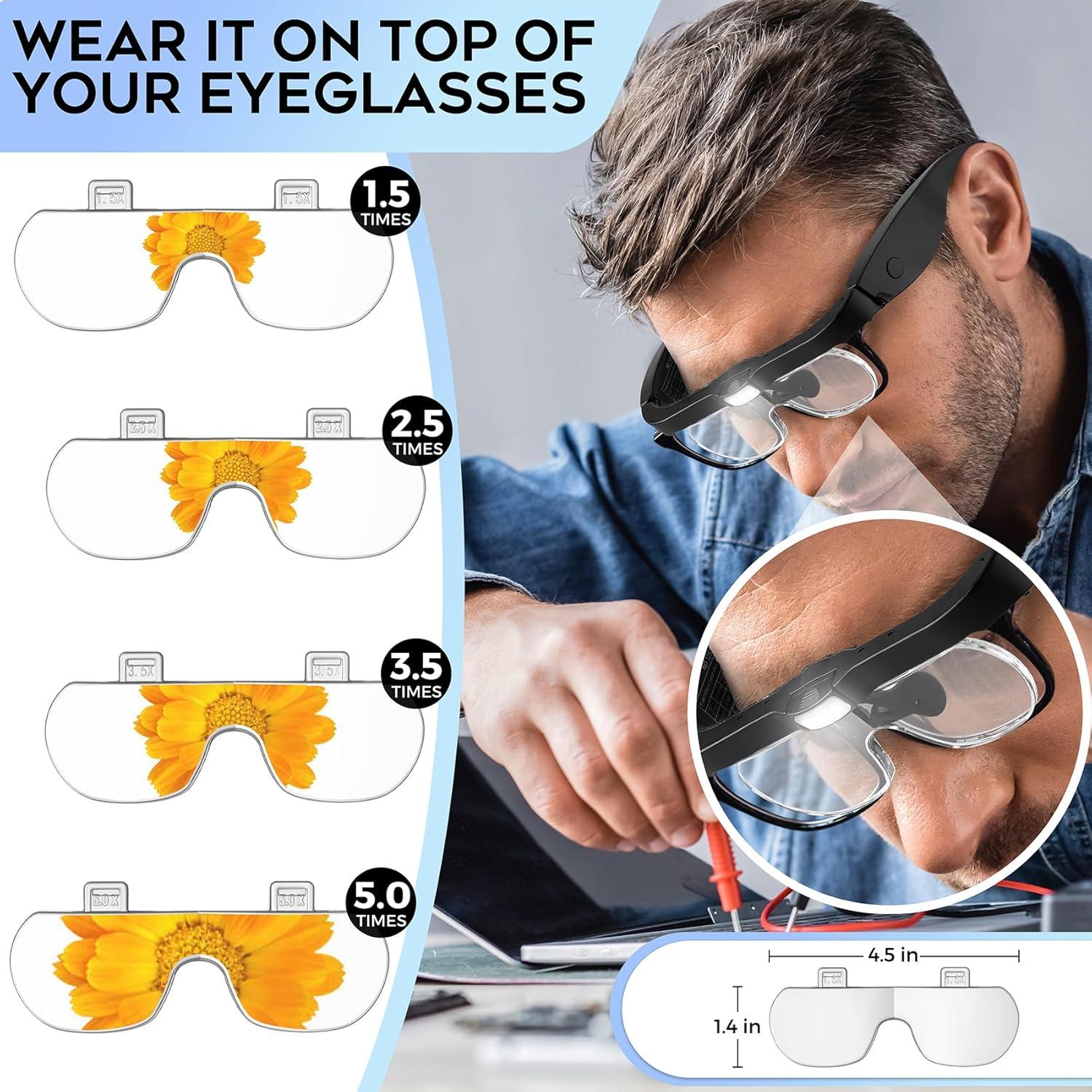 Lupa con Luz Dilzekui 1.5X a 5.0X Recargable con 4 Lentes