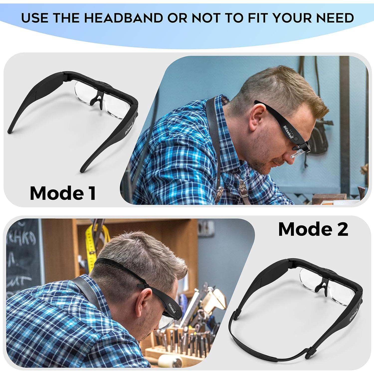 Lupa con Luz Dilzekui 1.5X a 5.0X Recargable con 4 Lentes