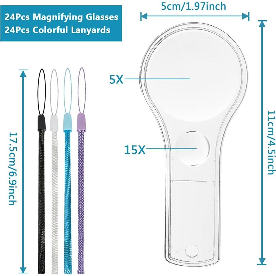 Paquete de 24 Lupas de Aumento IRCHLYN 5X y 15X para Niños