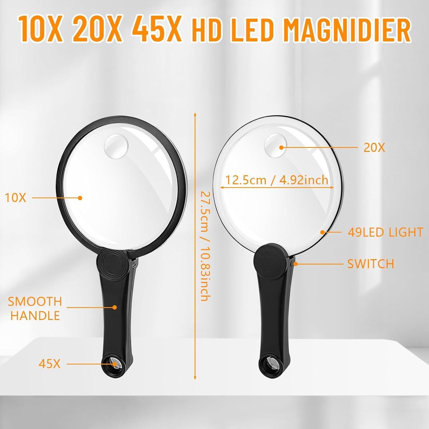 Lupa de Lectura GARMEE 30x con Luz LED Recargable USB