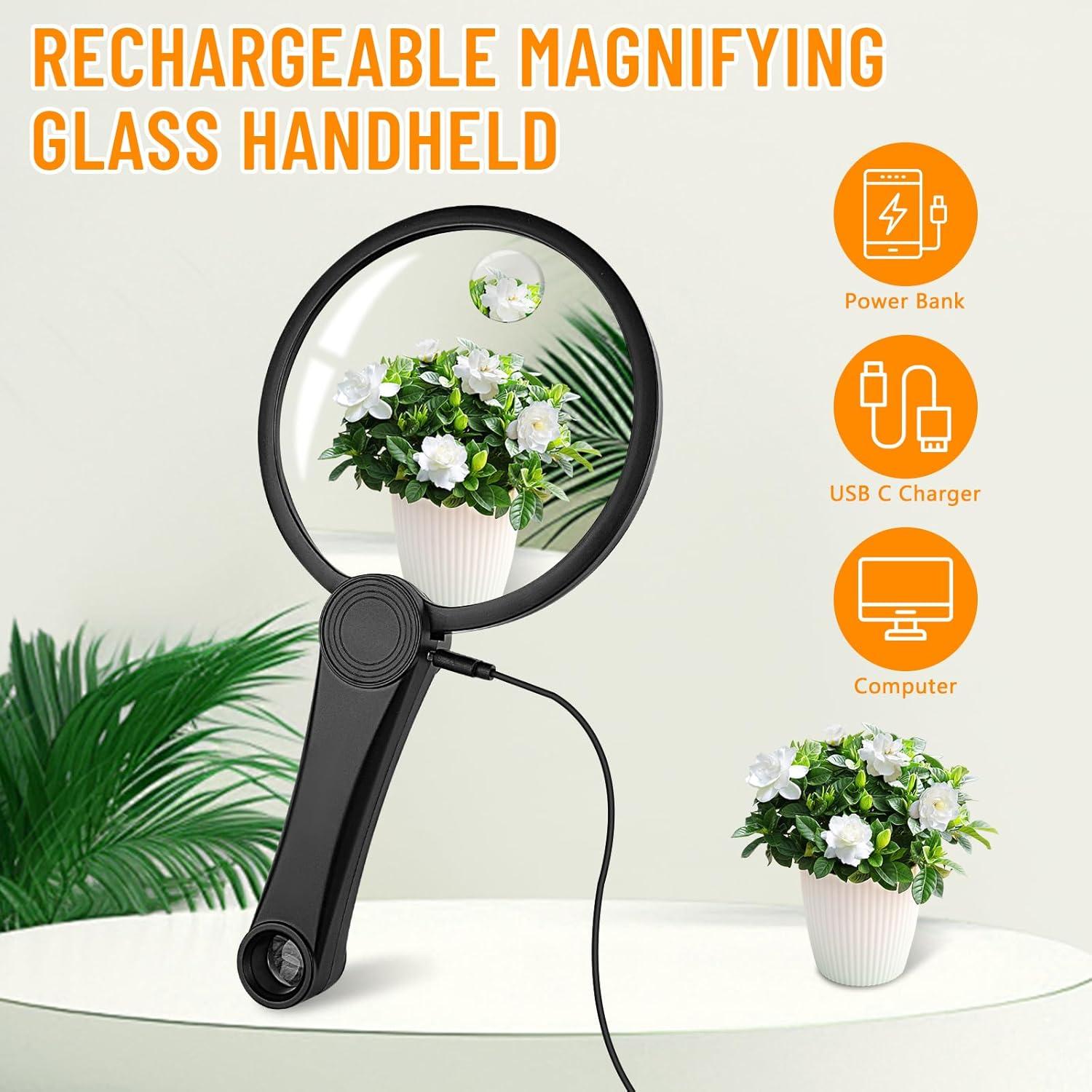 Lupa de Lectura GARMEE 30x con Luz LED Recargable USB