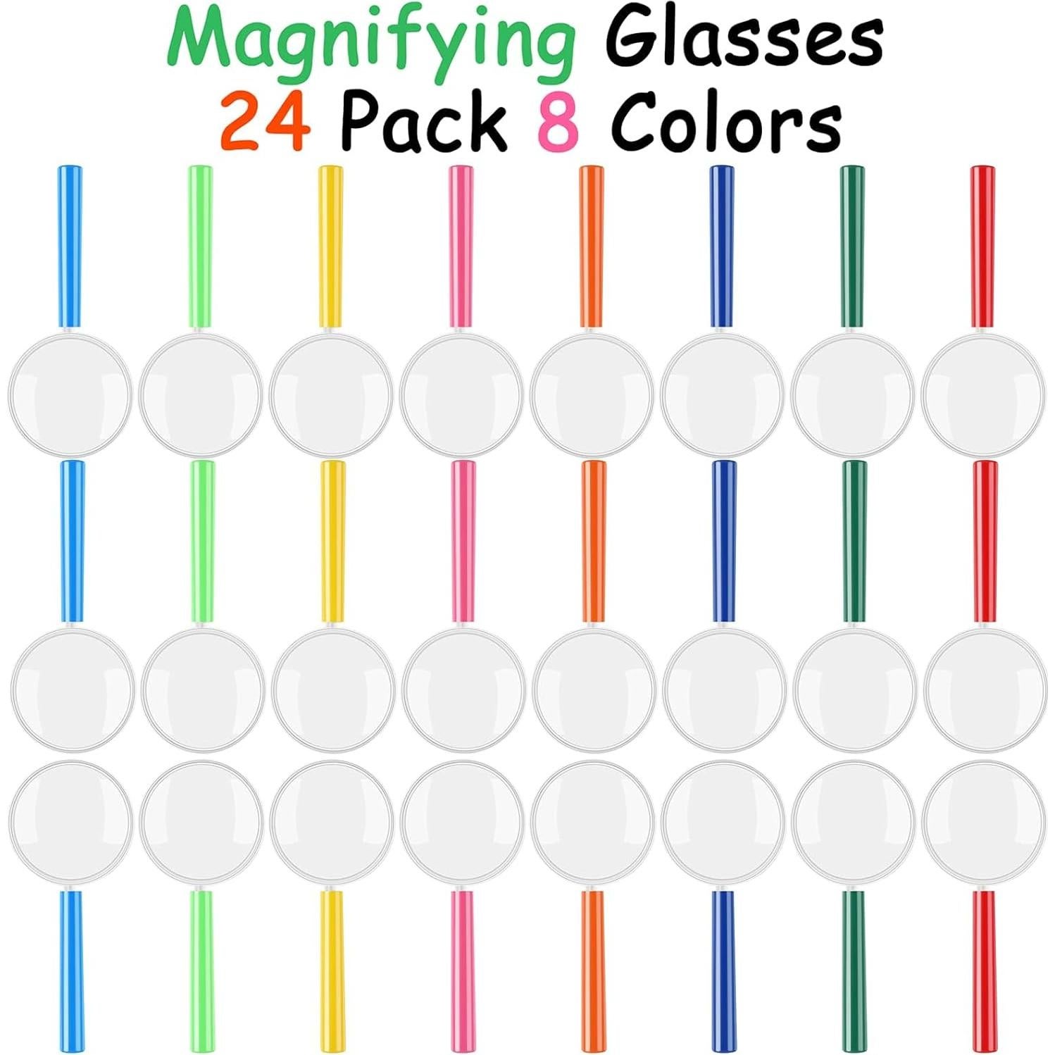 Lentes de Aumento Coloridos Elcoho 3X - 24 Paquetes para Jóvenes