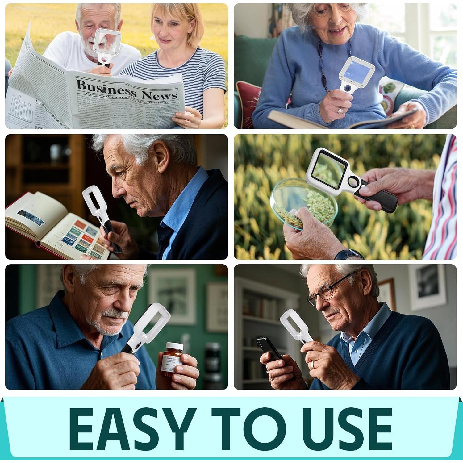 Lupa Compacta NZQXJXZ 10X 45X con 3 Luces LED