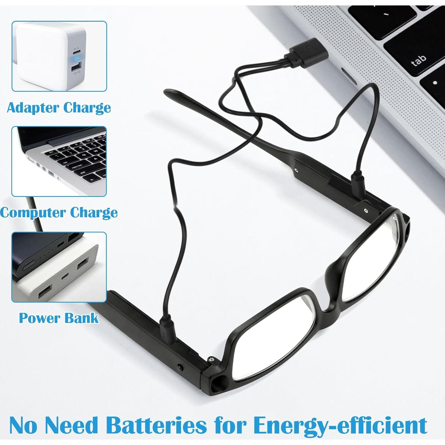 Gafas de Aumento 200% NZQXJXZ con Luz LED Recargable USB
