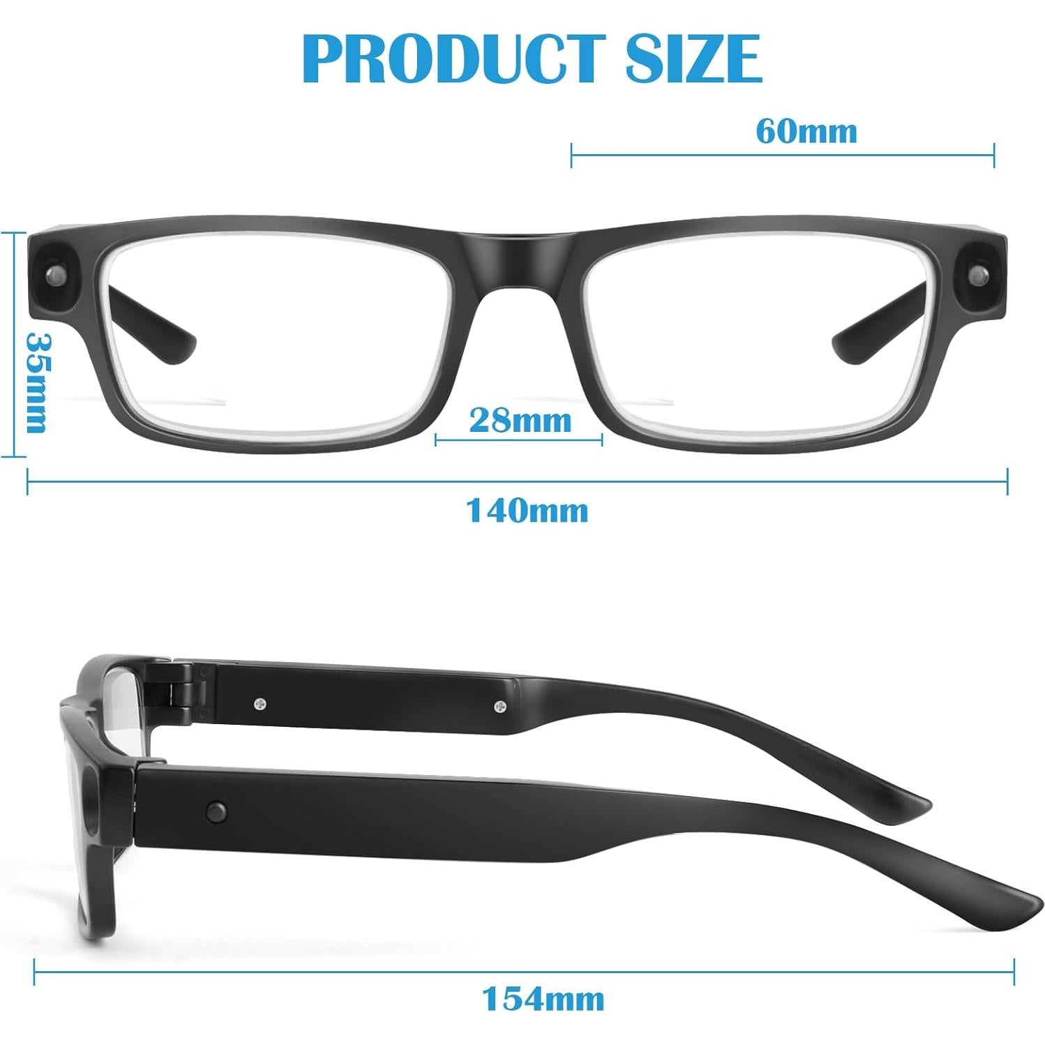 Gafas de Aumento 200% NZQXJXZ con Luz LED Recargable USB