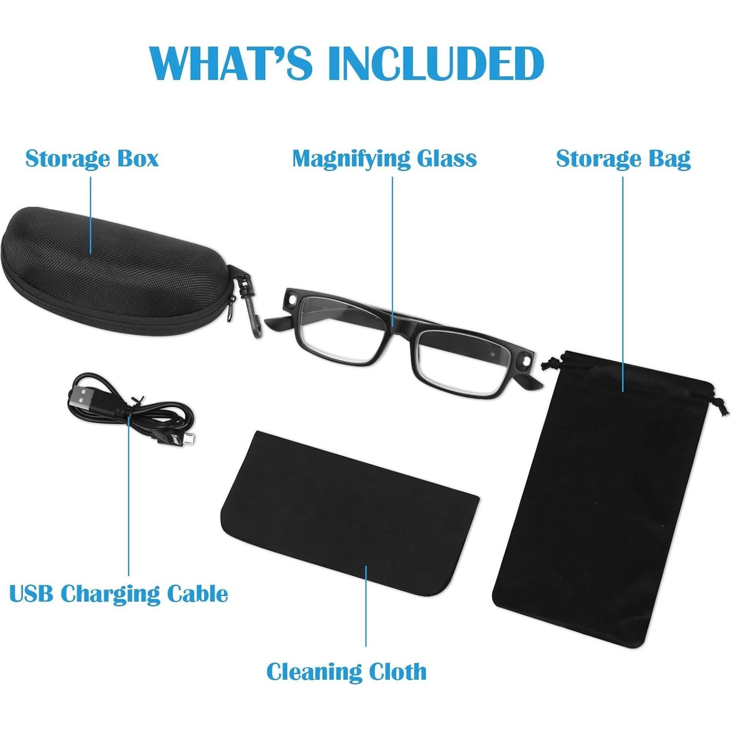 Gafas de Aumento 200% NZQXJXZ con Luz LED Recargable USB