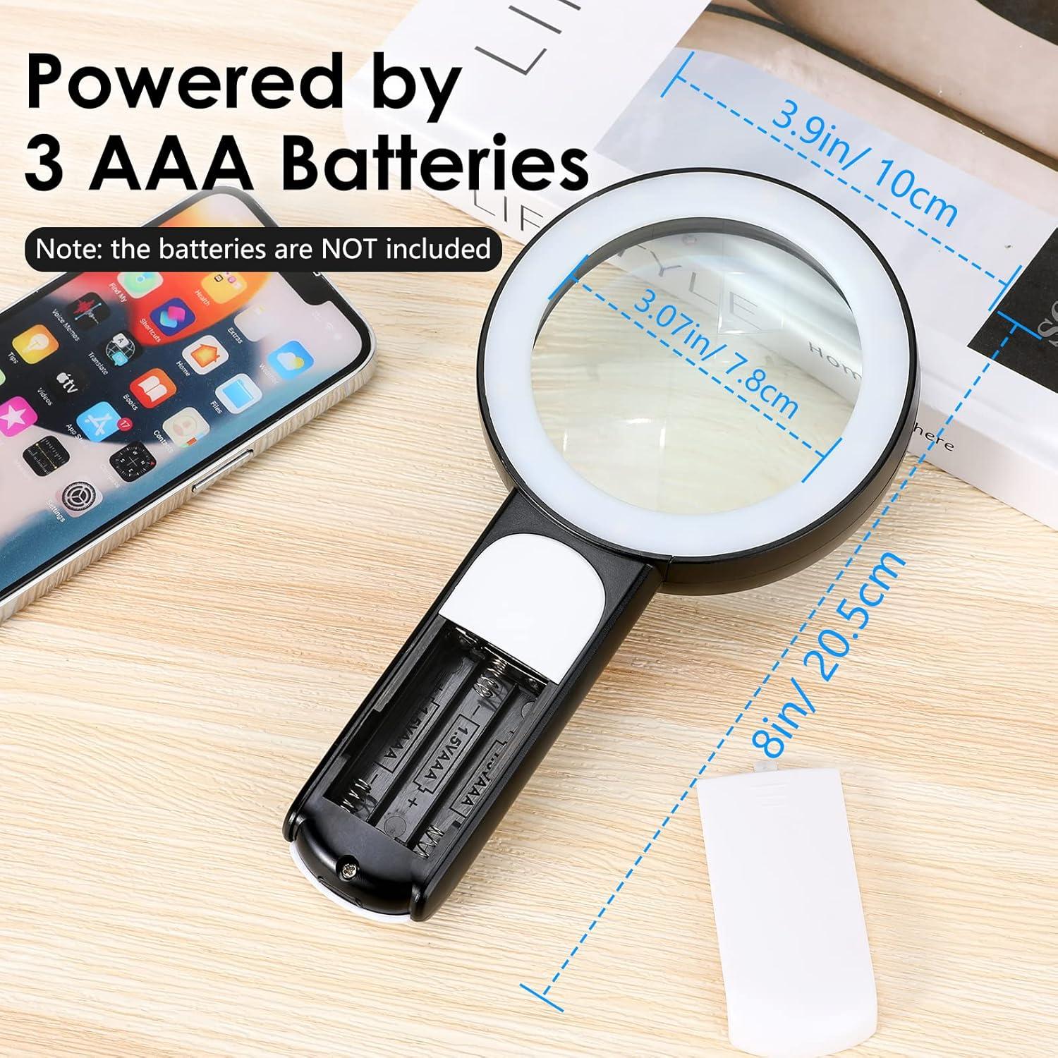 Lupa MoKo 30X con Luz LED, 18 LEDs, Ergonomía, Negra