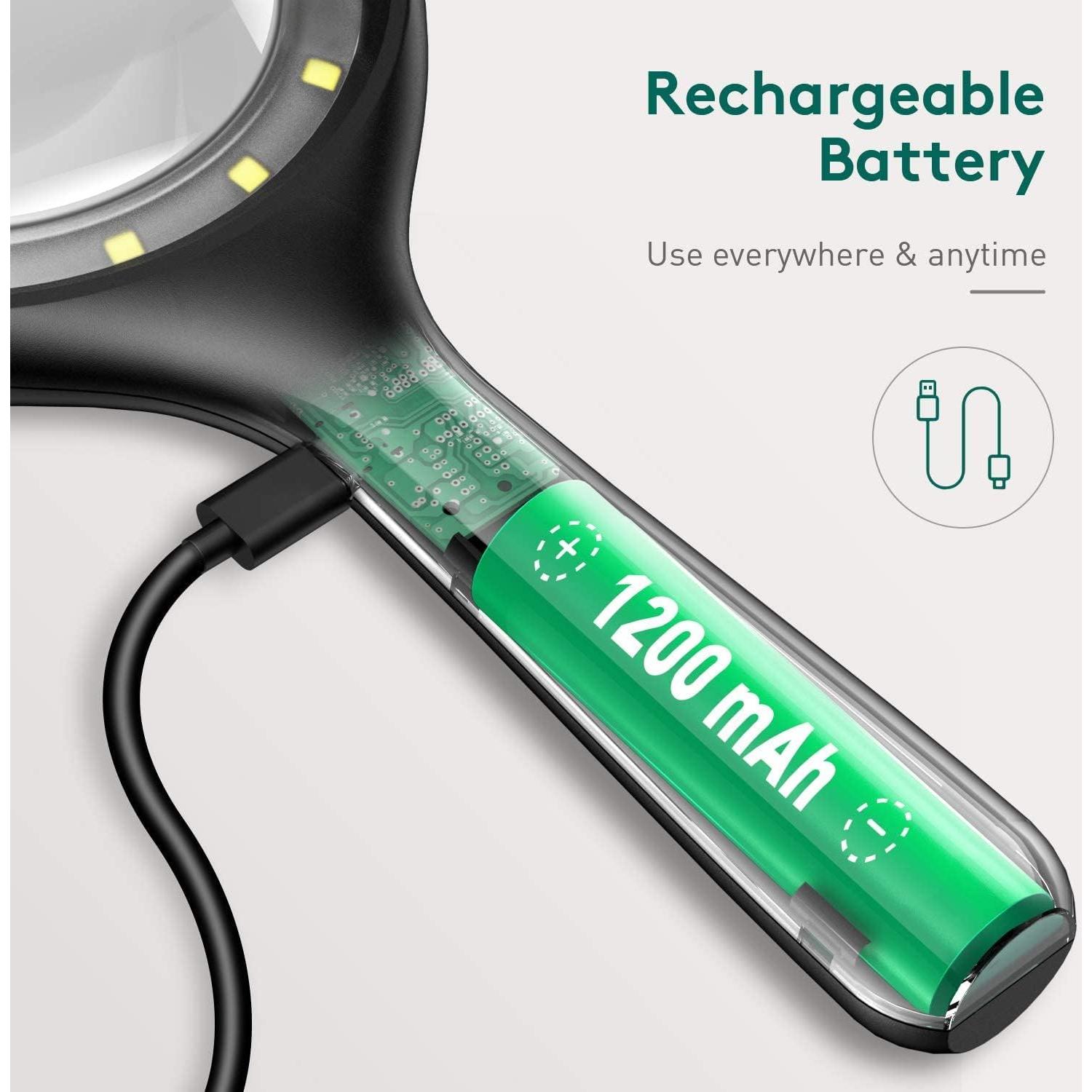 Lupa con Luz Xccbbow 30X 60X Recargable USB 33 LEDs