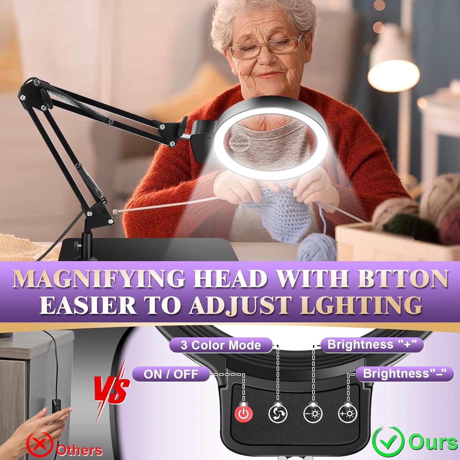 Lupa Iluminada HQGZQL 10X 30X con Soporte y Luz LED