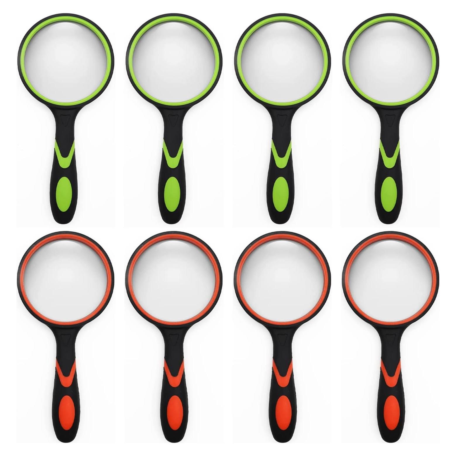 Paquete de 8 Lupa de Mano 8X SHENGQIDZ con Mango Antideslizante