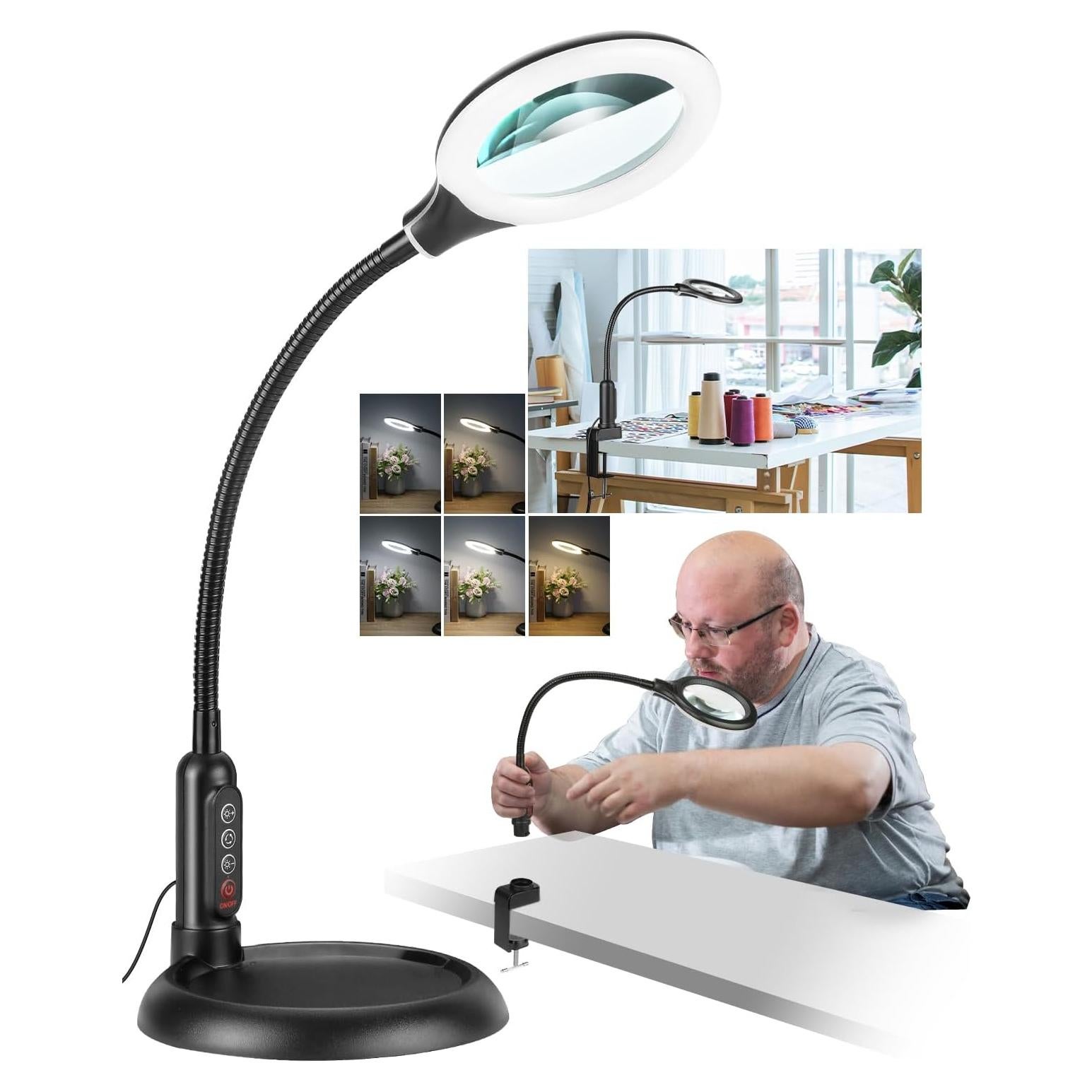 Lupa Iluminada 10X RackydigPro con Luz LED y Soporte Flexible