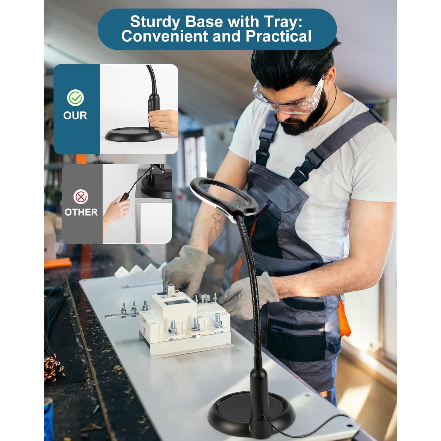 Lupa Iluminada 10X RackydigPro con Luz LED y Soporte Flexible