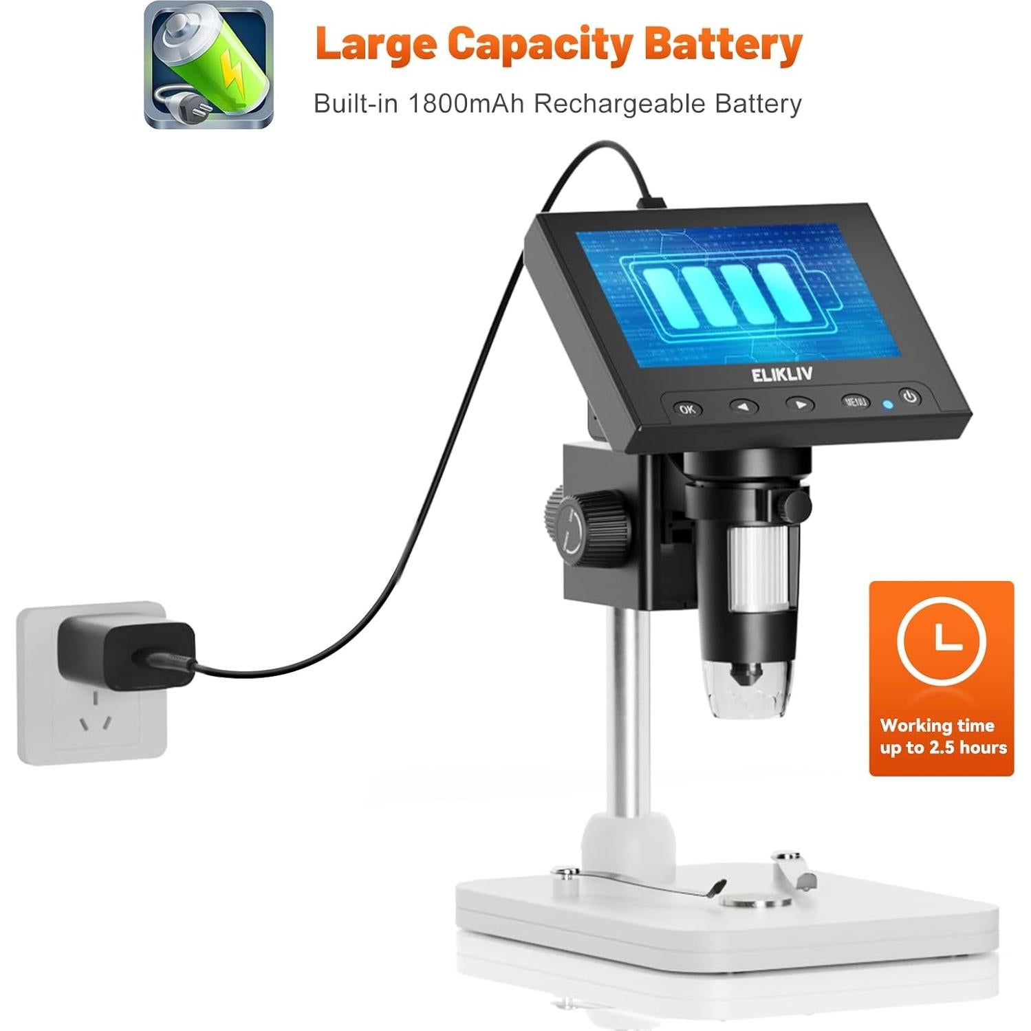 Microscopio Digital Elikliv EDM4 1000x 4.3" LCD con LED