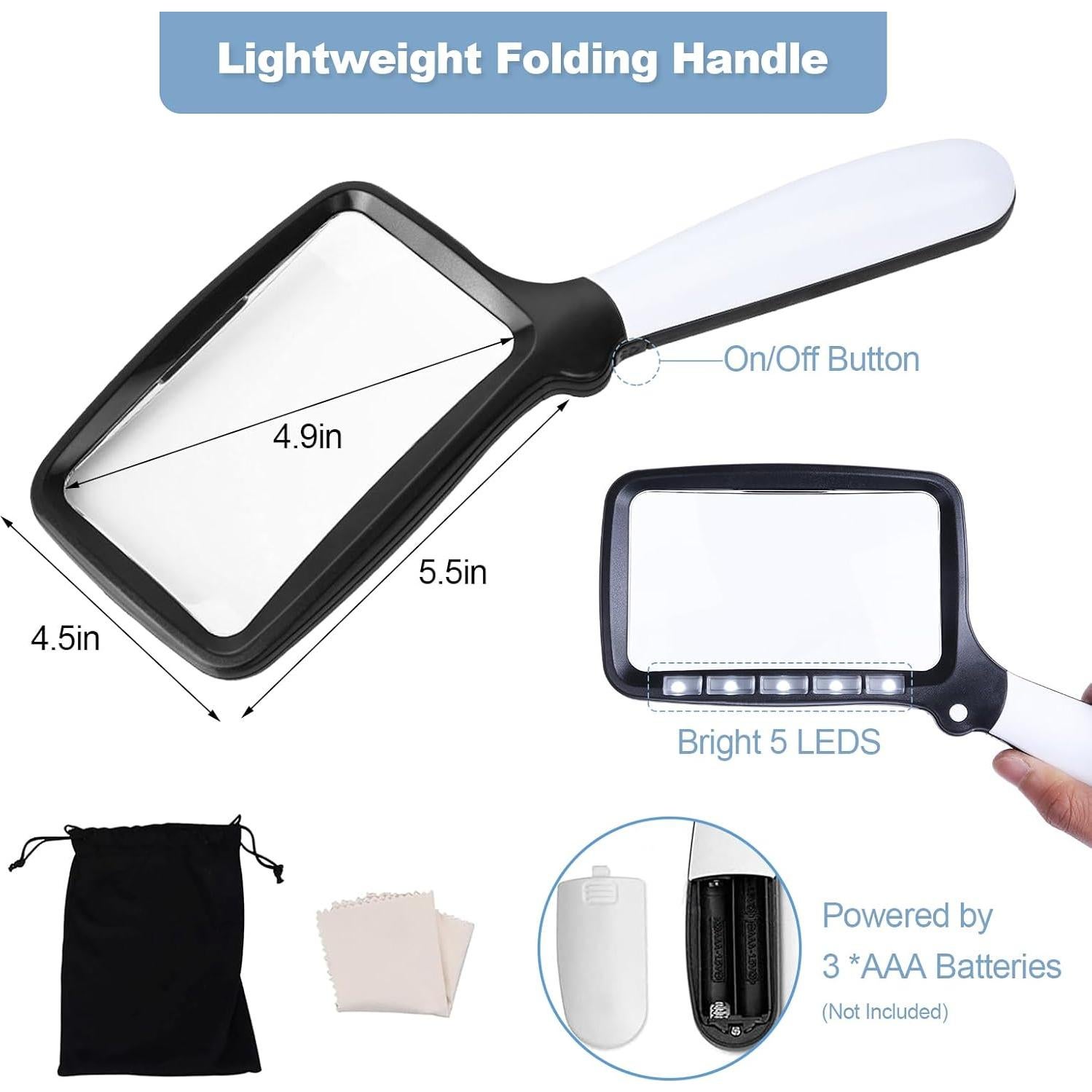 Lupa de Mano Plegable Hautllaif 3X con Luz LED Regulable