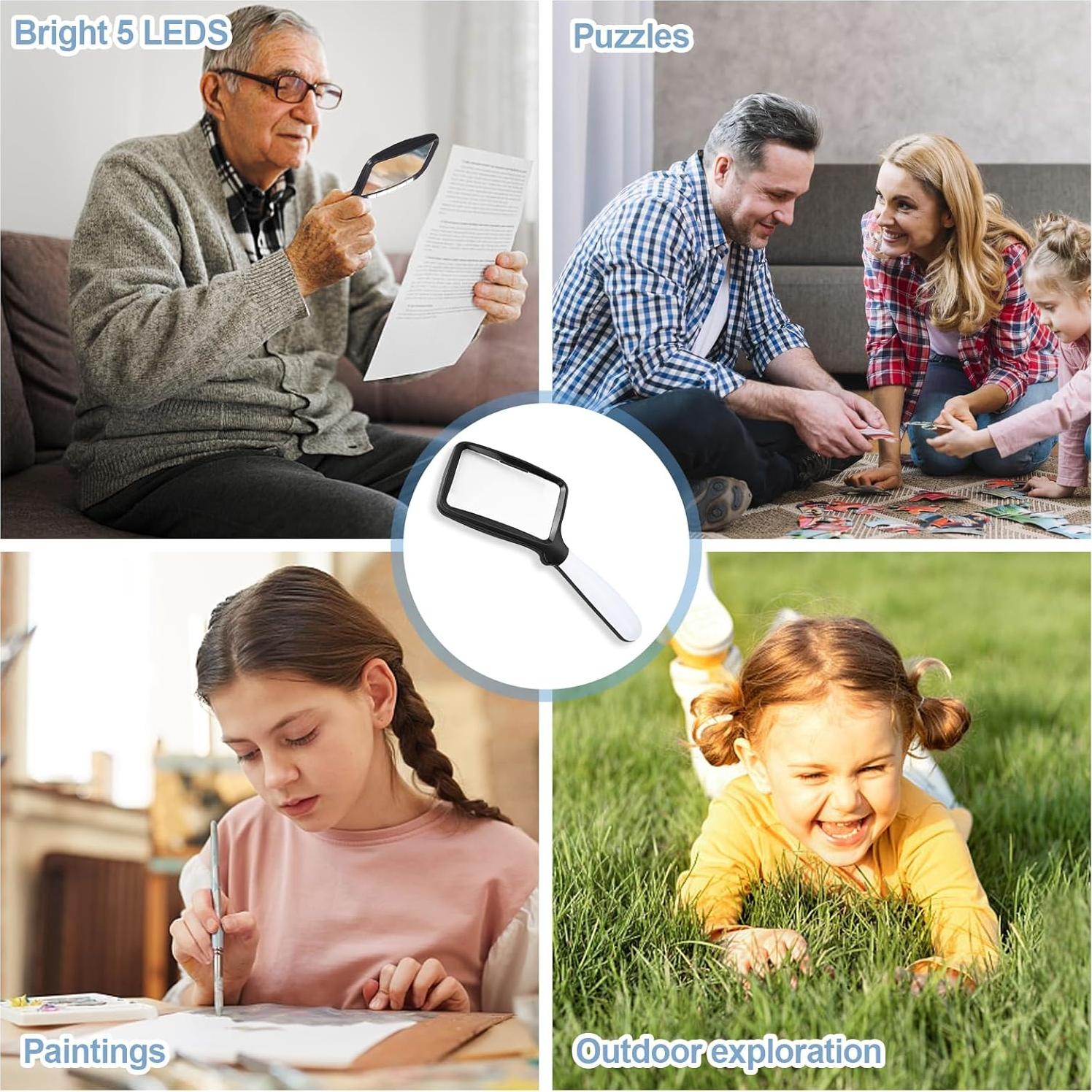 Lupa de Mano Plegable Hautllaif 3X con Luz LED Regulable