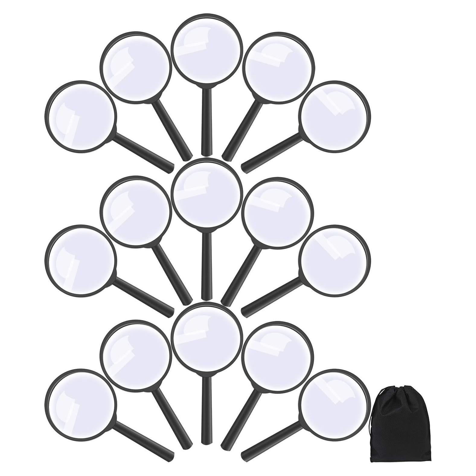 Lupas de Mano Elcoho 15 Piezas 6X con Bolsa de Almacenamiento