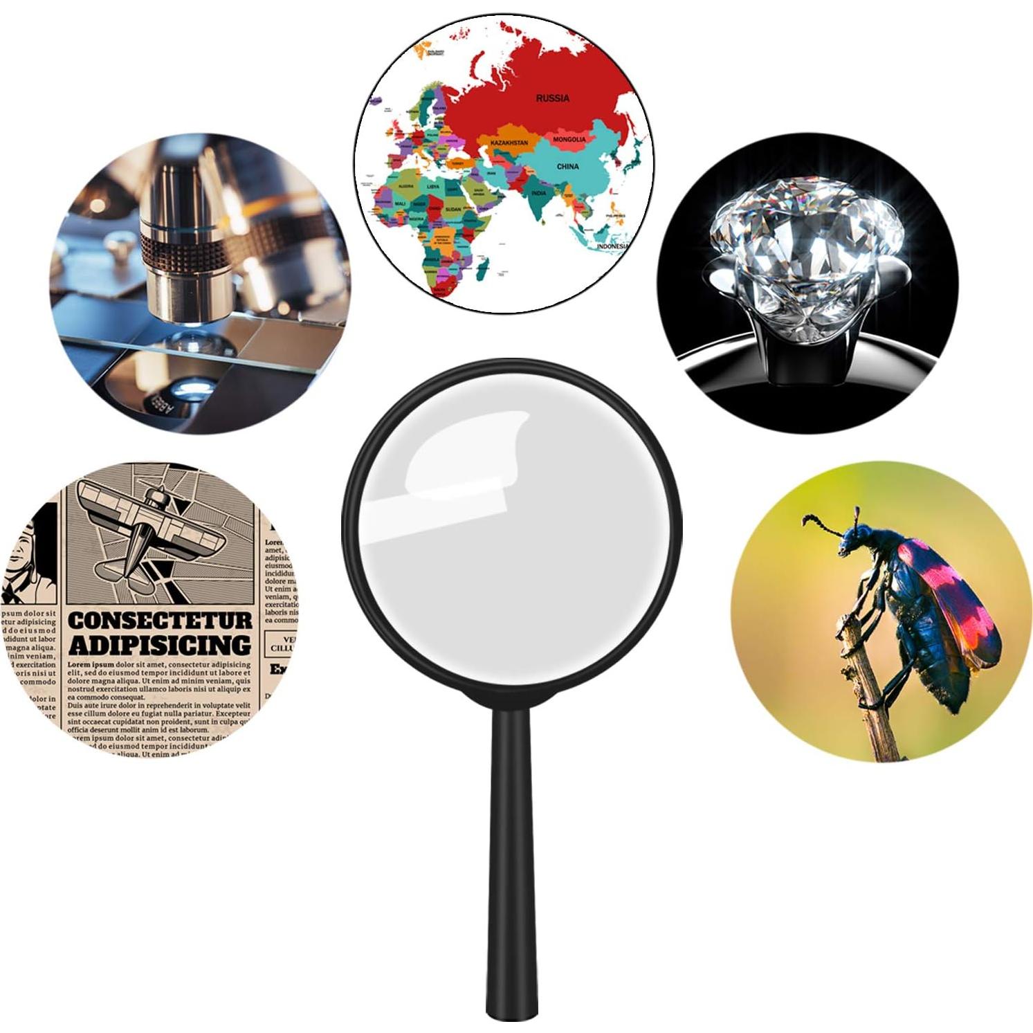 Lupas de Mano Elcoho 15 Piezas 6X con Bolsa de Almacenamiento