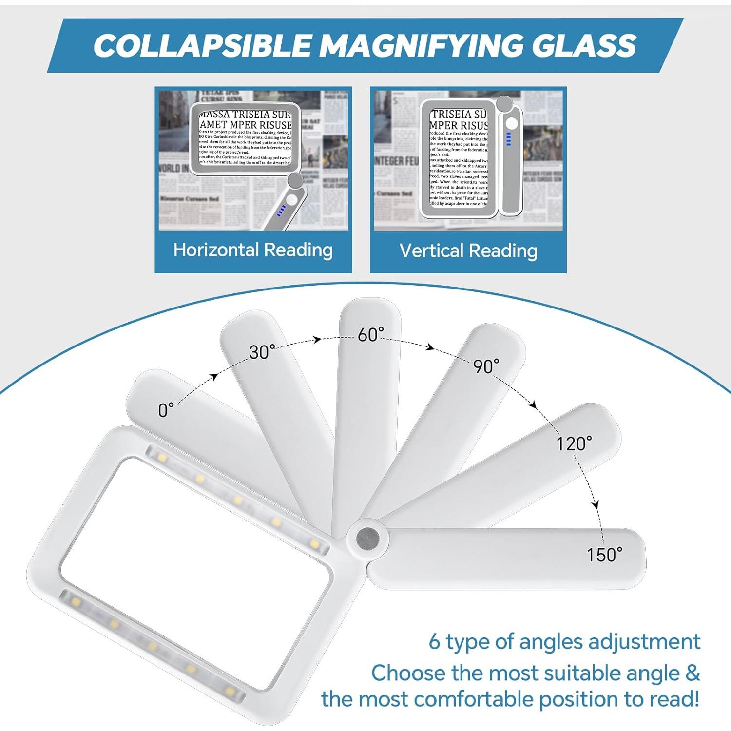 Lupa de Lectura Milerong 4X con Luz LED Recargable Grande