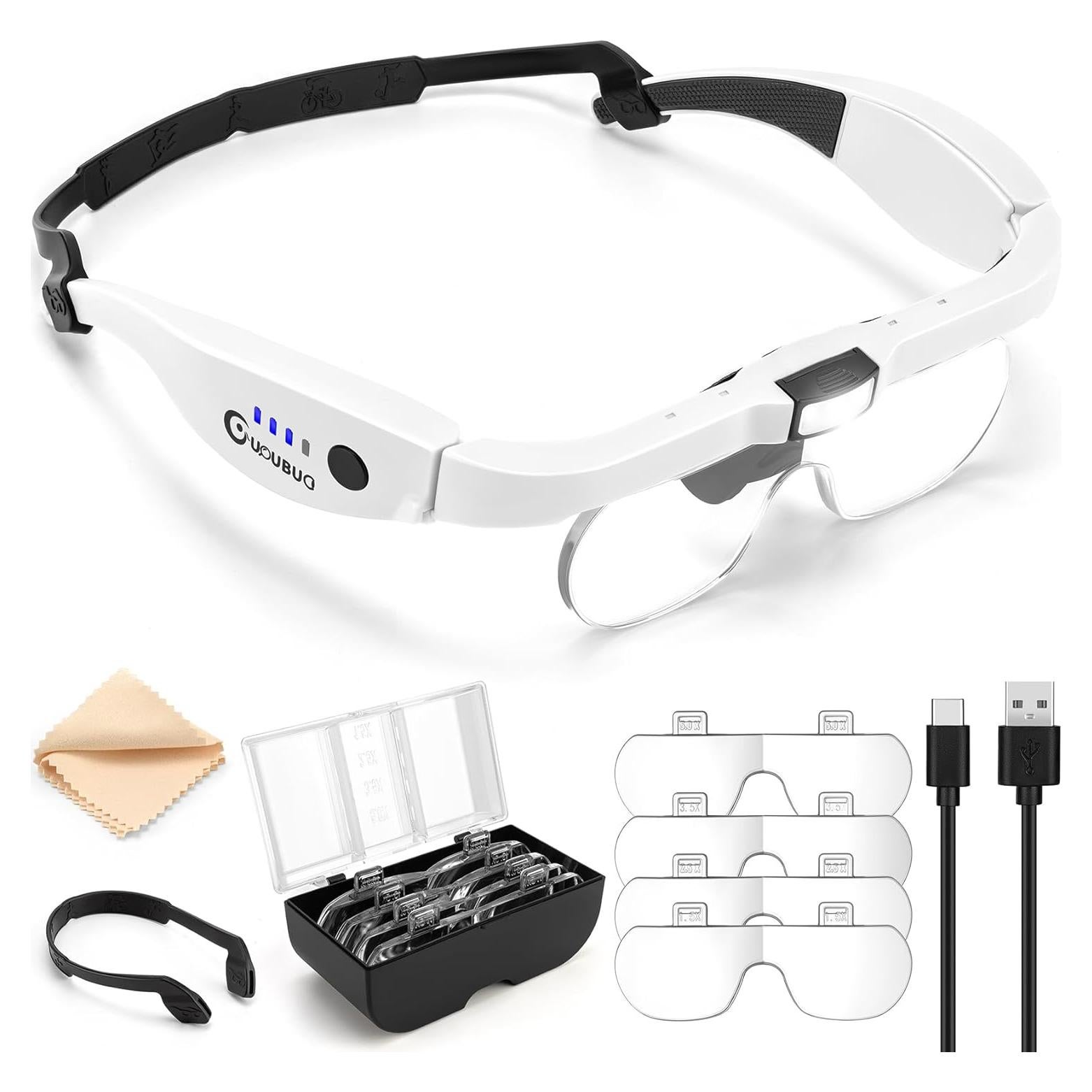 Lupa con Luz LED Recargable GUOUBUO 1.5X-5X para Joyería