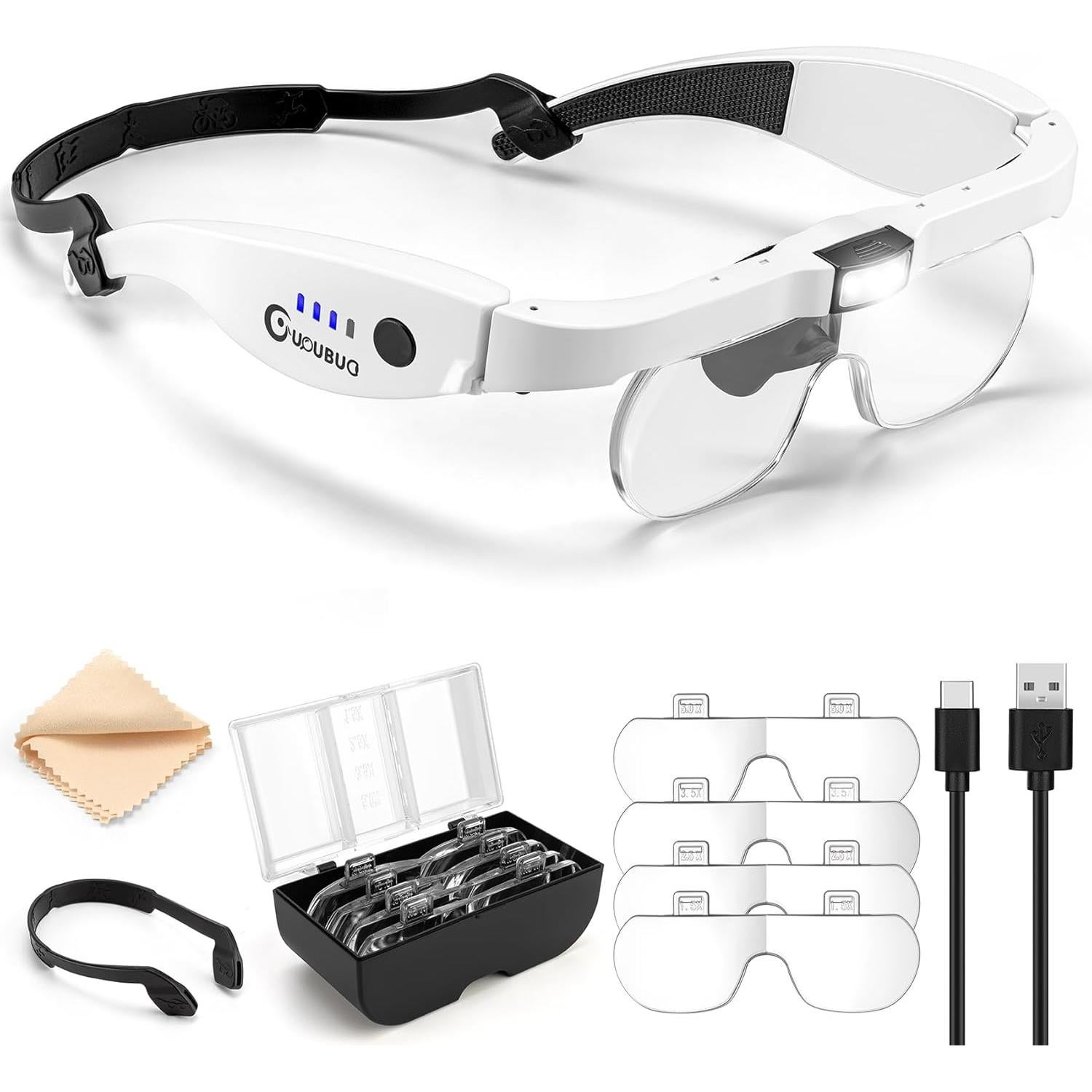 Lupa con Luz LED Recargable GUOUBUO 1.5X-5X para Joyería