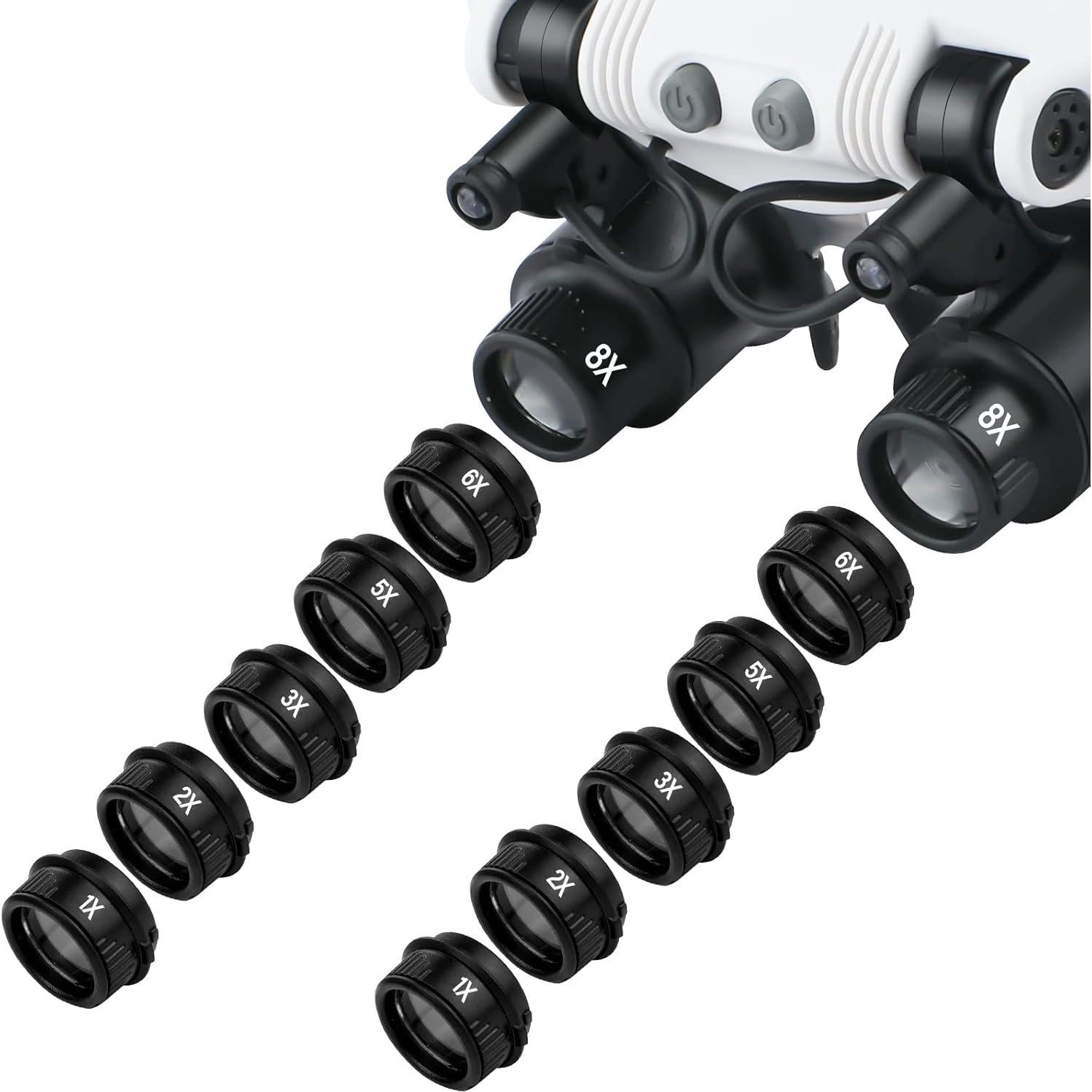 Gafas de Aumento de Cabeza NZQXJXZ con Lentes 1X a 8X