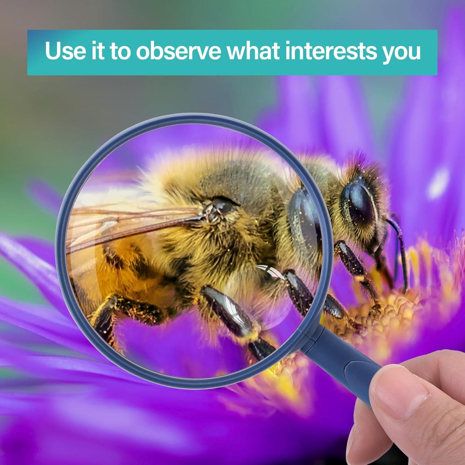 Lupa de Mano Feosky 10X 30X Lente Acrílica 75mm Azul Marino