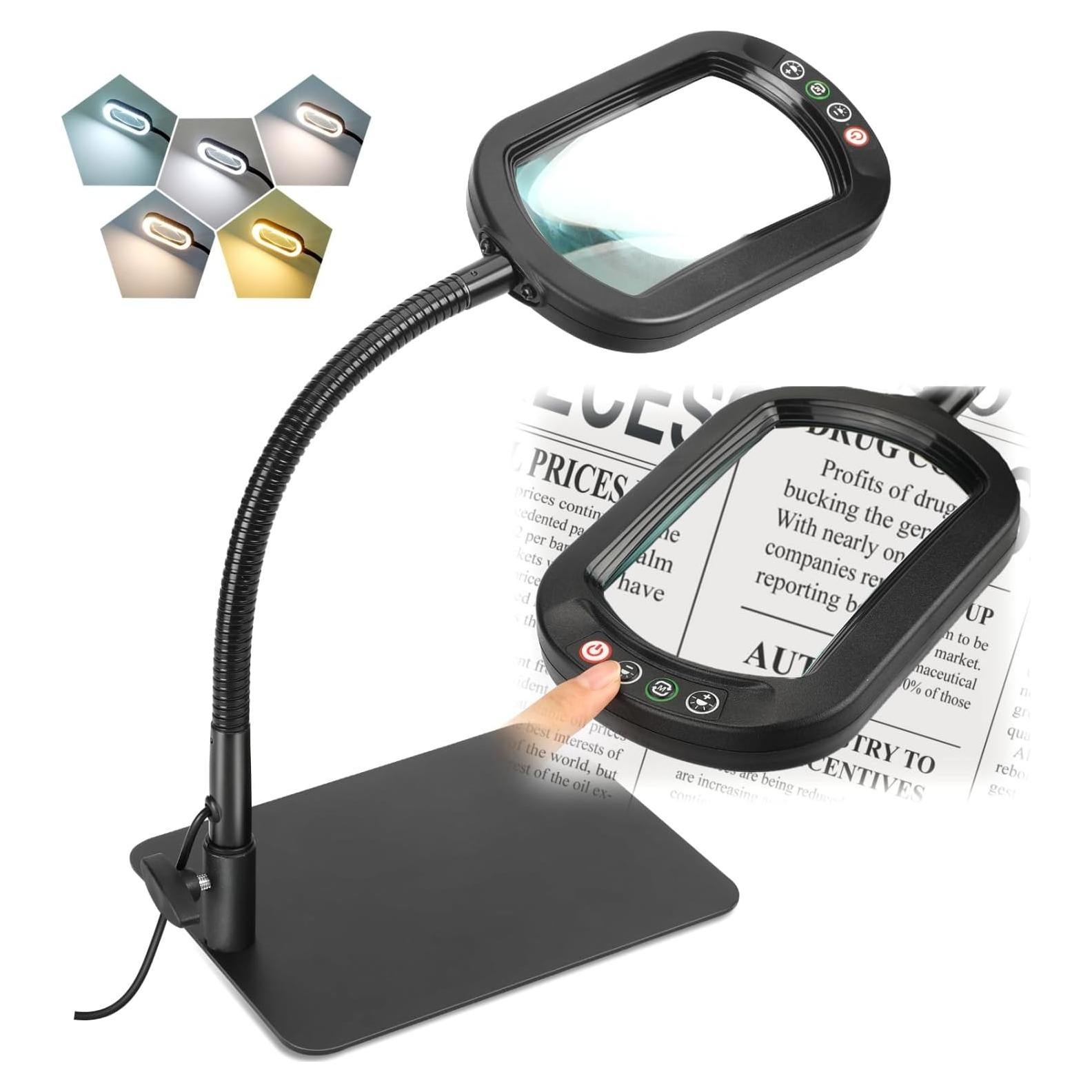 Lupa de Aumento 10X Veemagni con Luz LED y Soporte Flexible