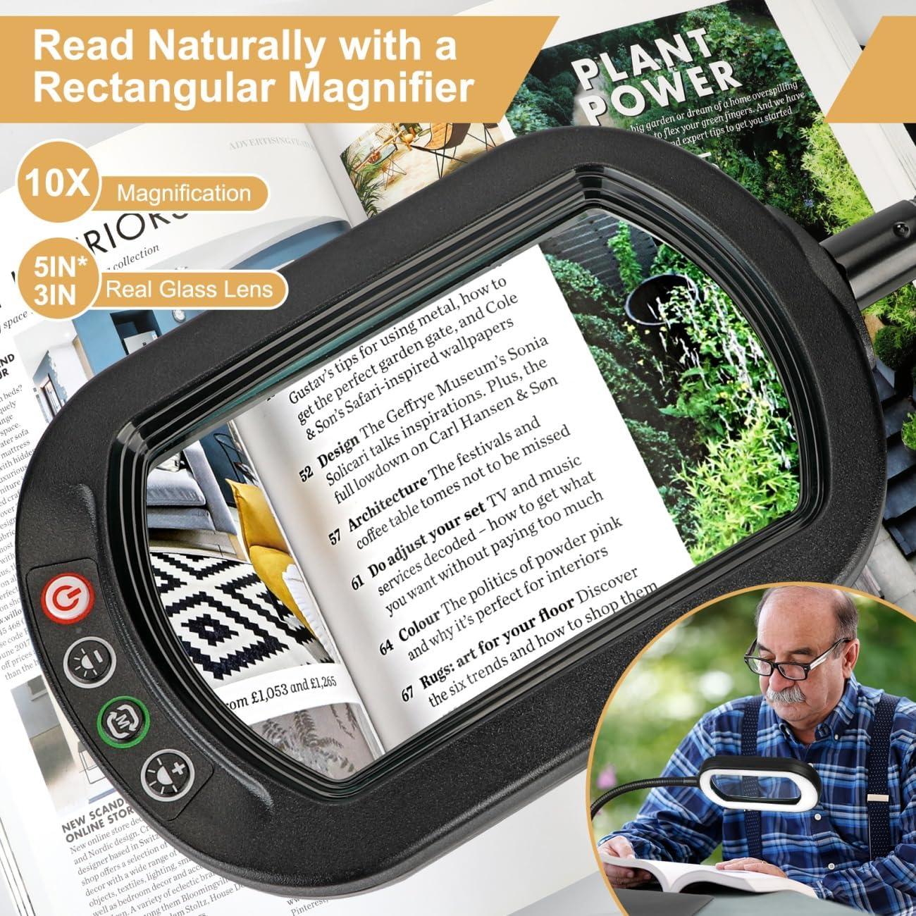 Lupa de Aumento 10X Veemagni con Luz LED y Soporte Flexible