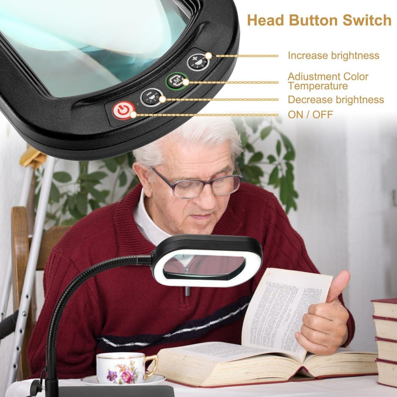 Lupa de Aumento 10X Veemagni con Luz LED y Soporte Flexible